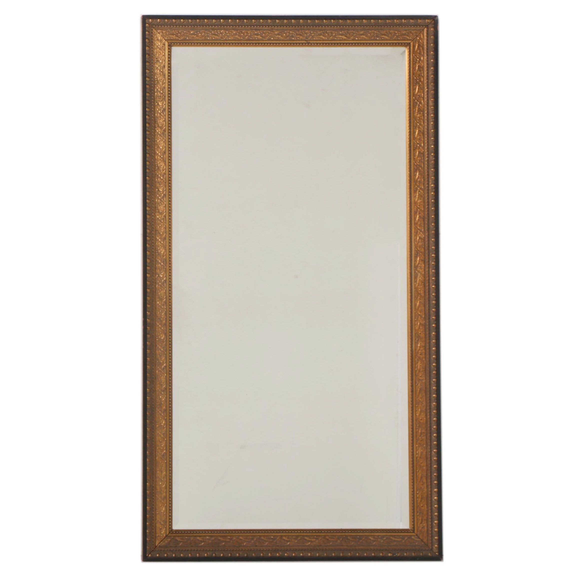 Monumental Carolina Mirror Co. Neoclassical Style Ebonized & Parcel-Gilt Mirror