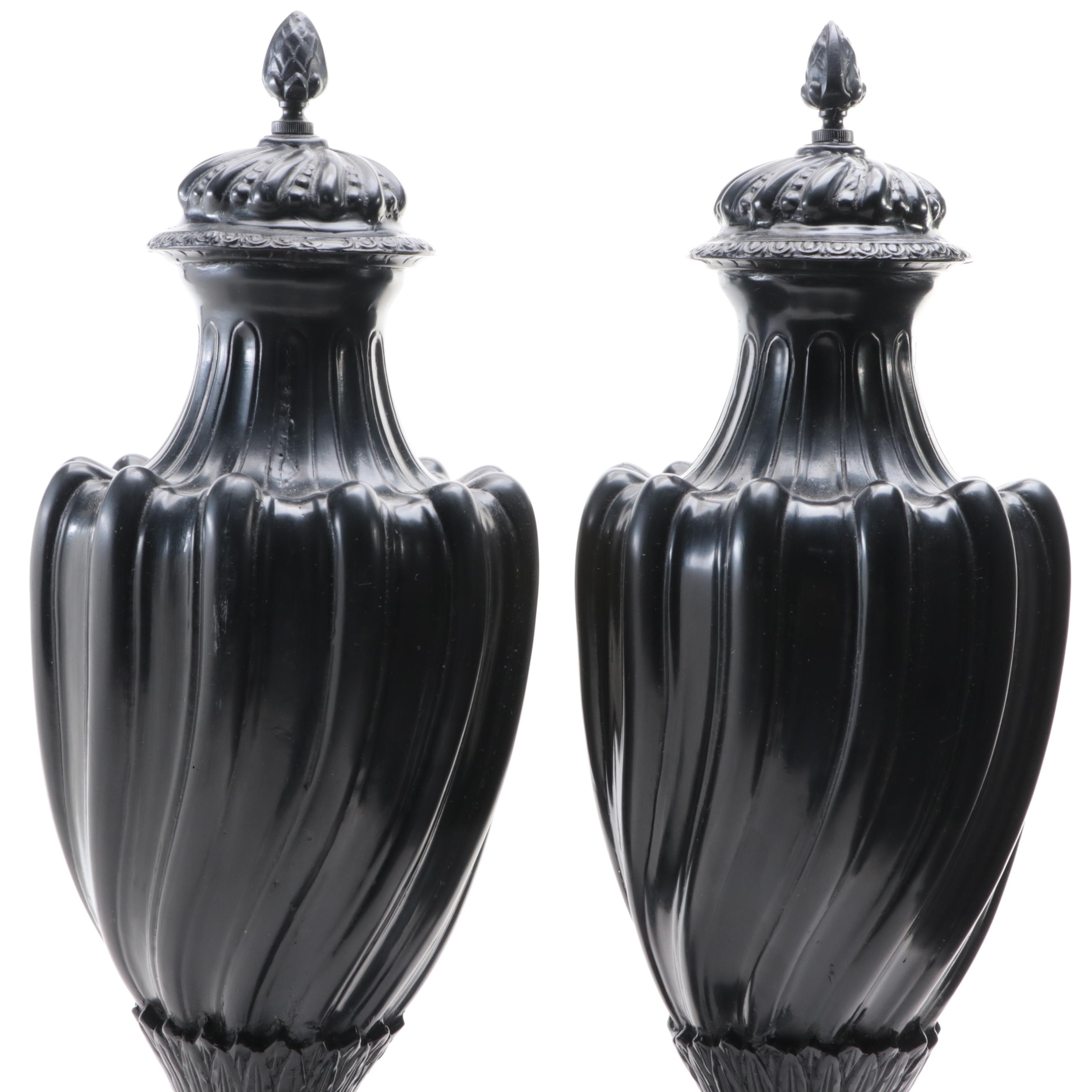 Black Neoclassical Style Composite Urns