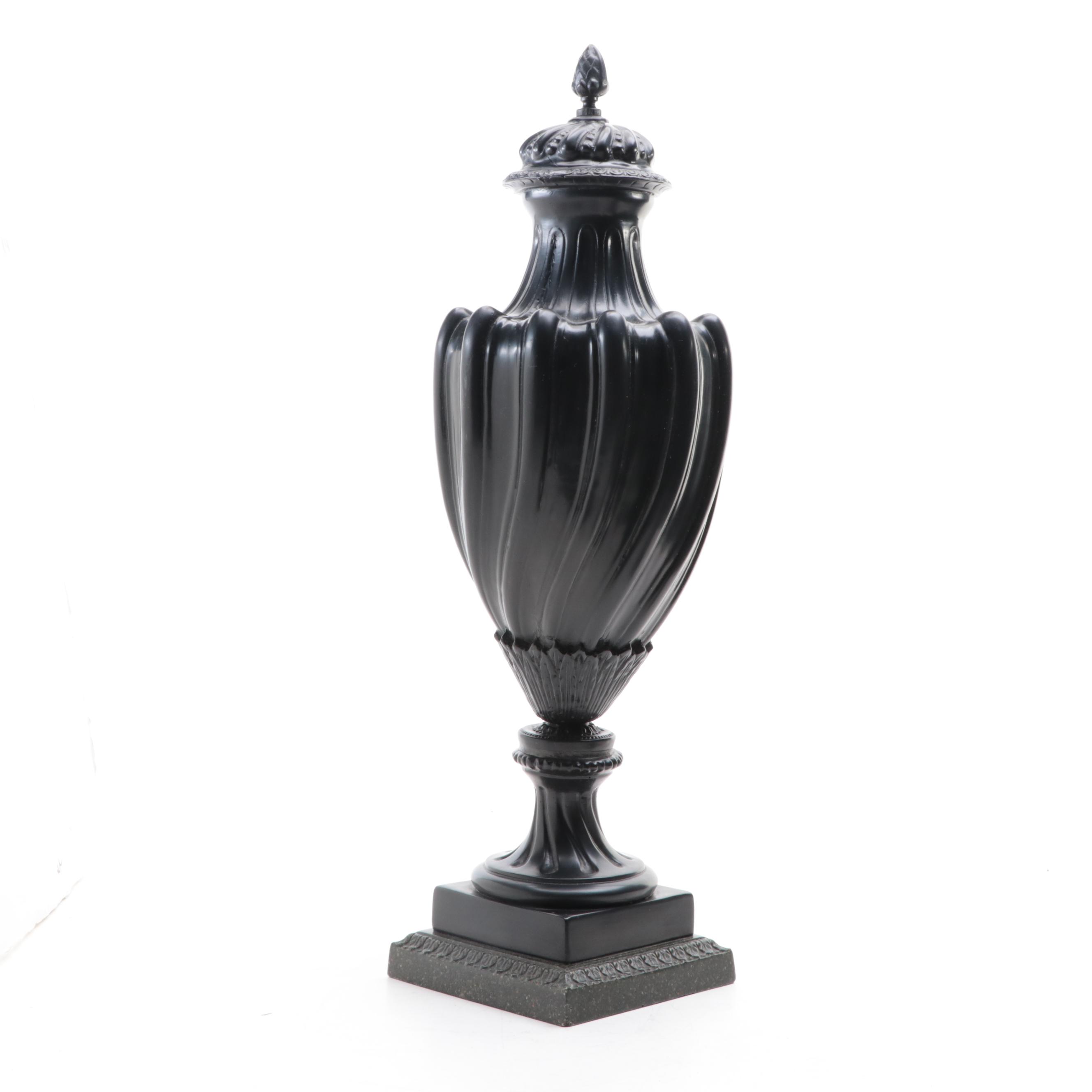 Black Neoclassical Style Composite Urns