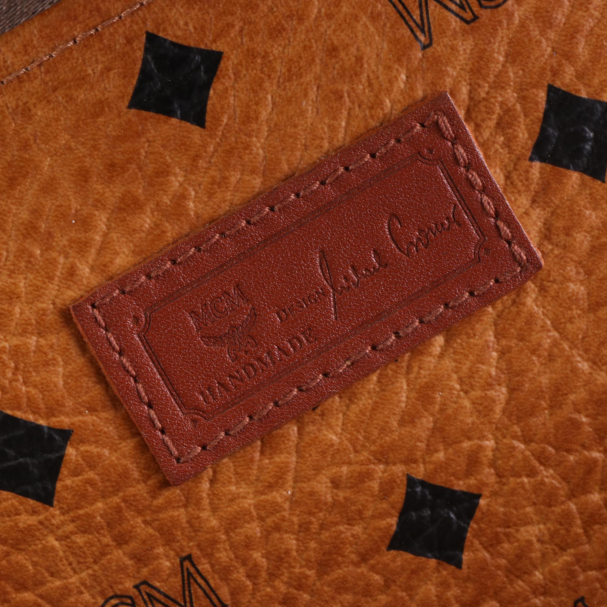 MCM Visetos Cognac Leather Shoulder Bag