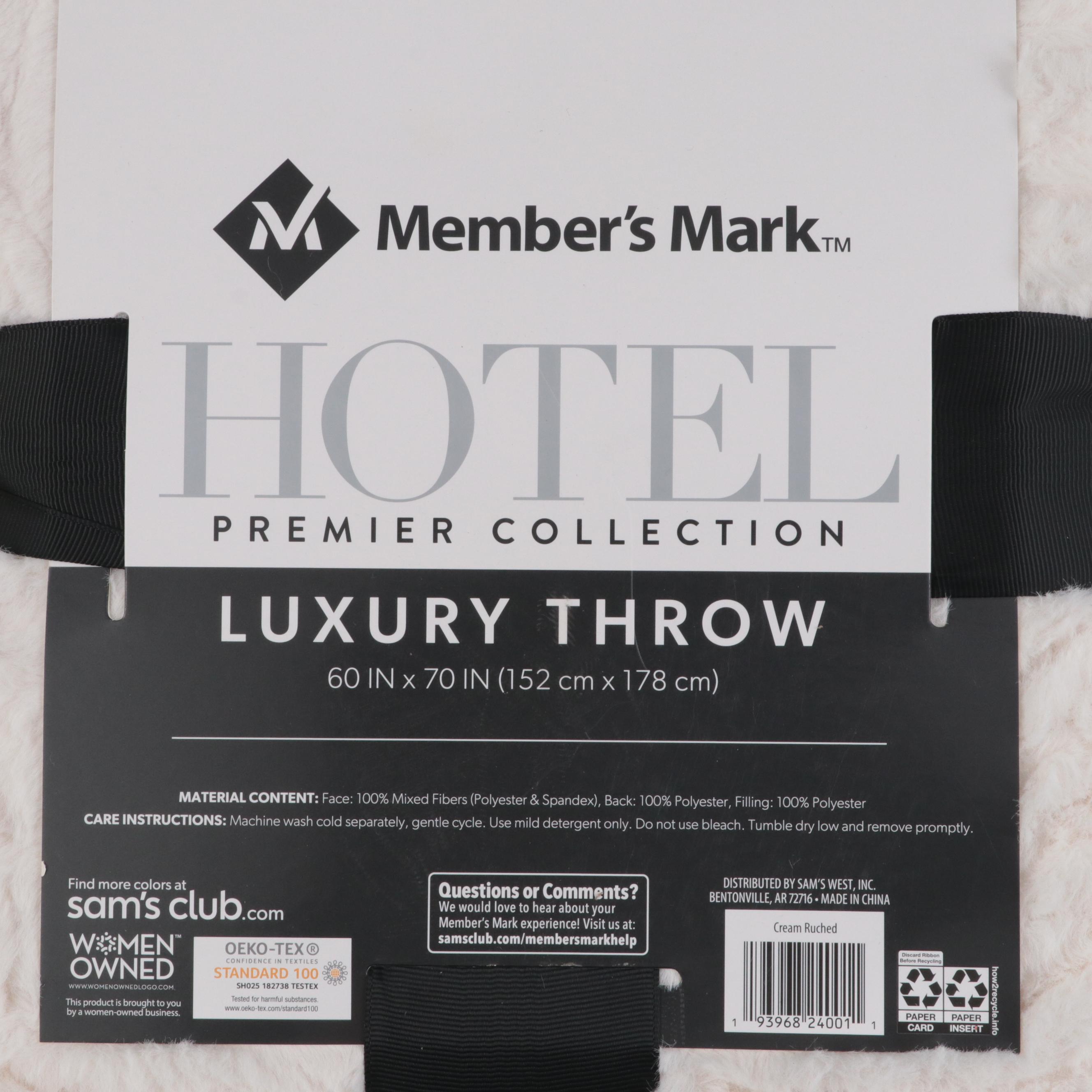 Member's Mark Hotel Premier Collection Luxury Throw in Ruched Cream