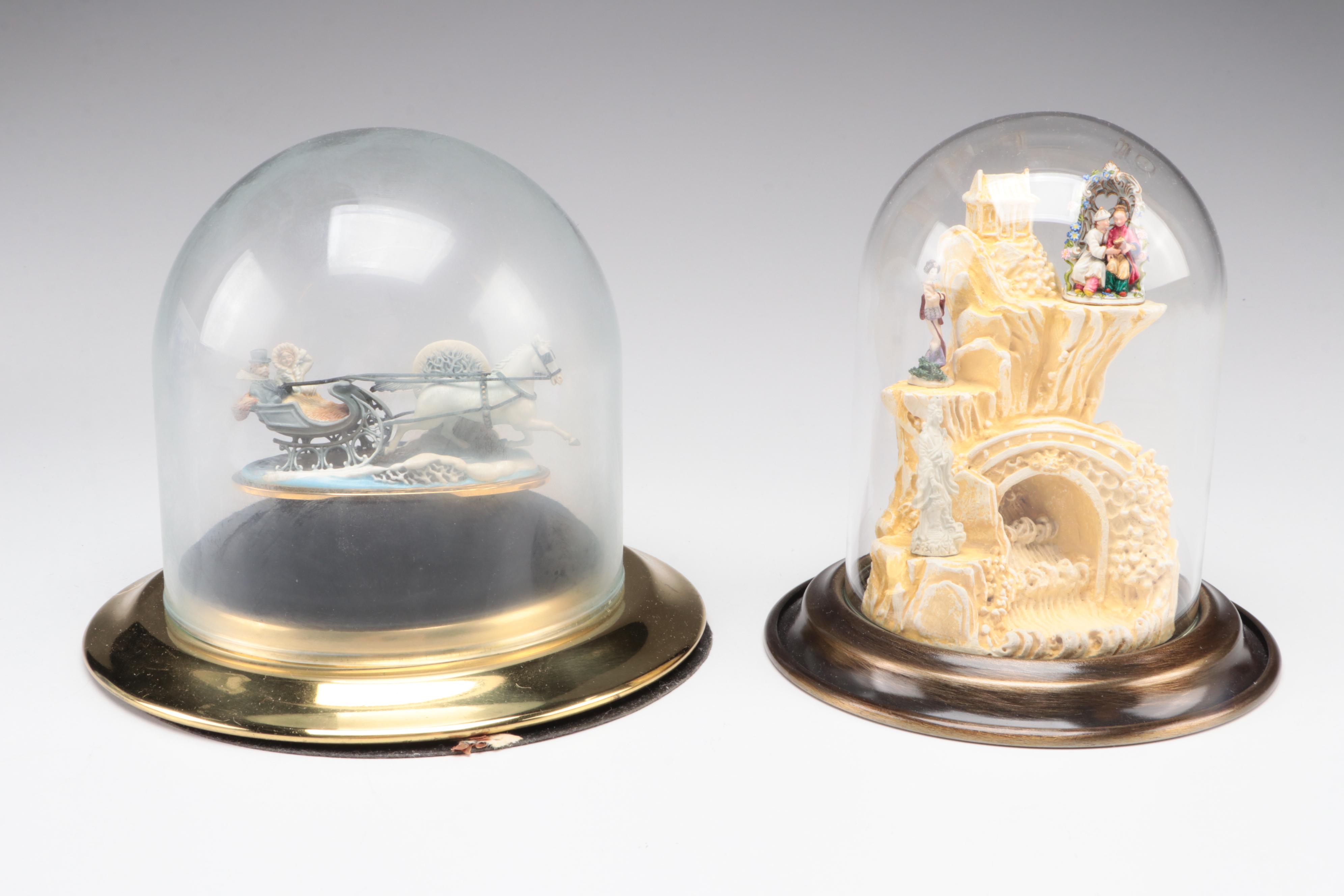 Chinese Famille Rose Porcelain Shard Boxes with Figurines and Other Décor