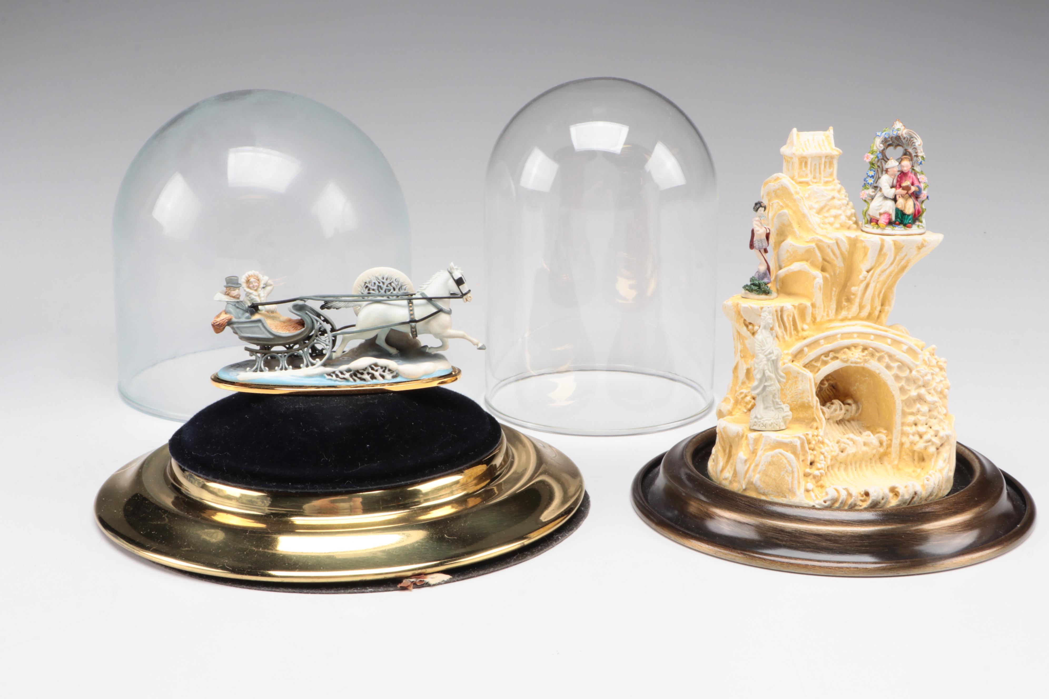 Chinese Famille Rose Porcelain Shard Boxes with Figurines and Other Décor