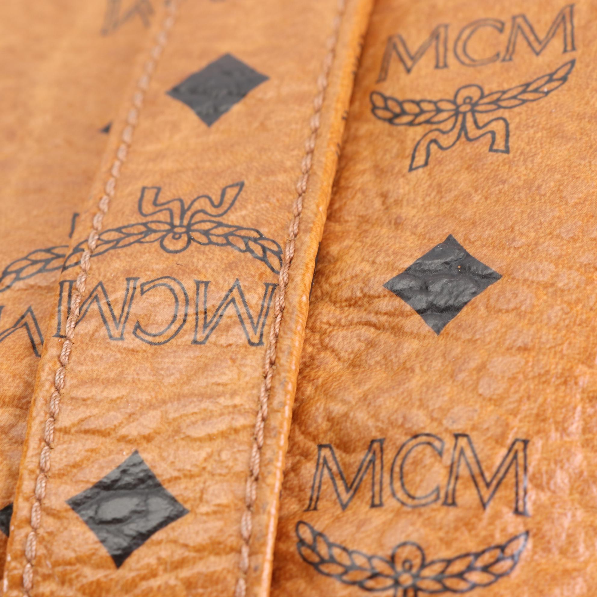 MCM Visetos Cognac Leather Shoulder Bag