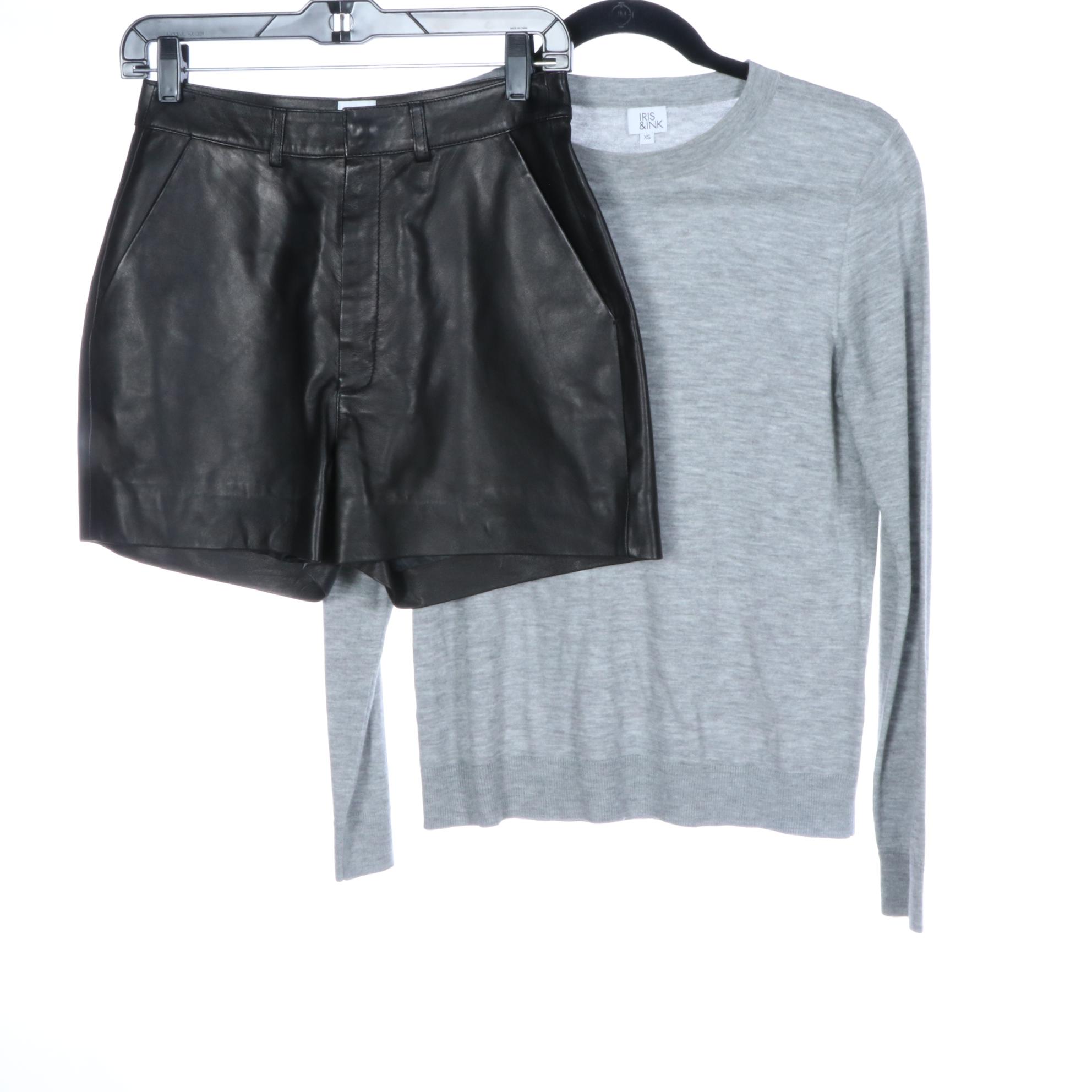 MSGM Lip Print Shirt, Iris & Ink Lambskin Shorts with Cashmere Sweater and More