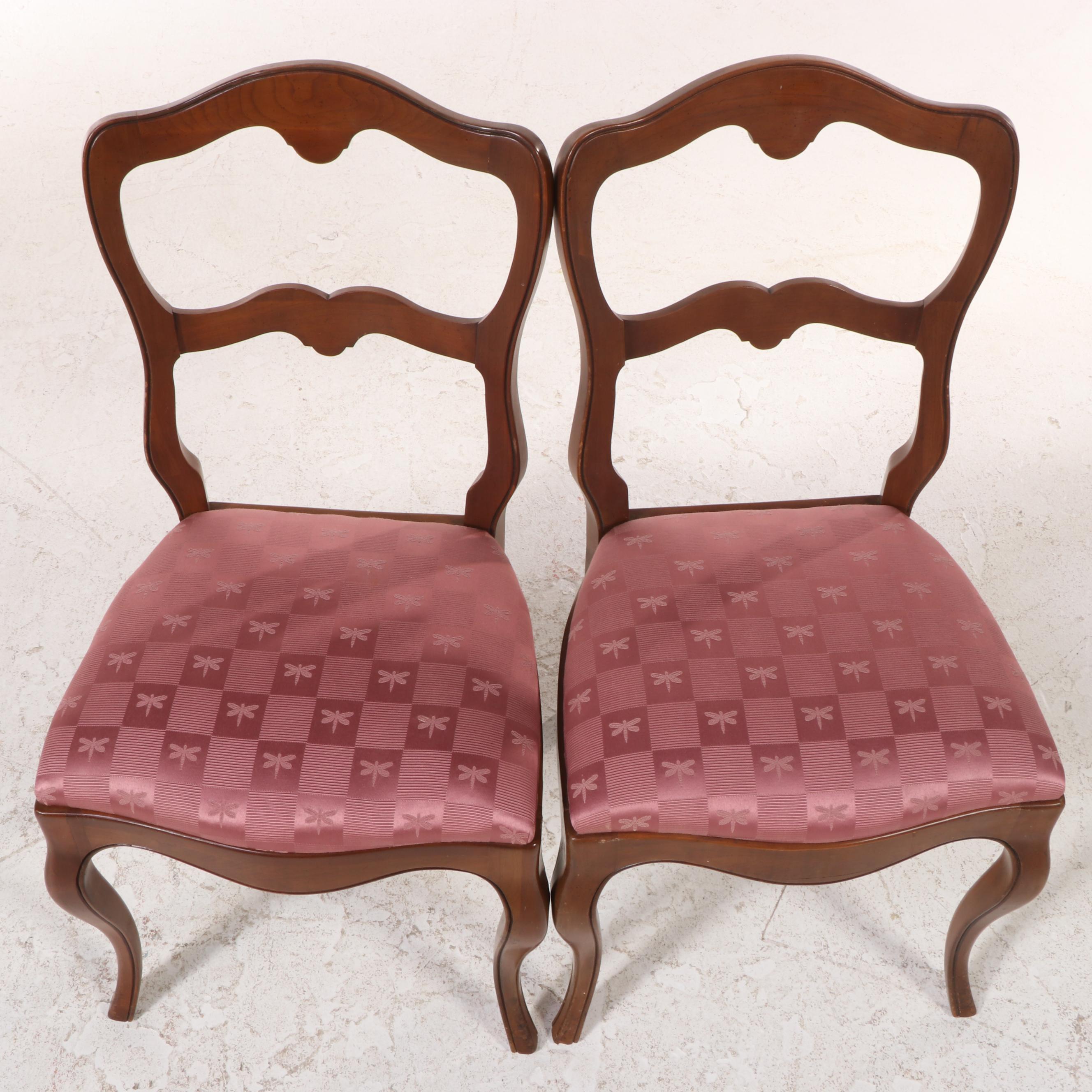 Pair of French Provincial Style Cherrywood Side Chairs, 20th Century