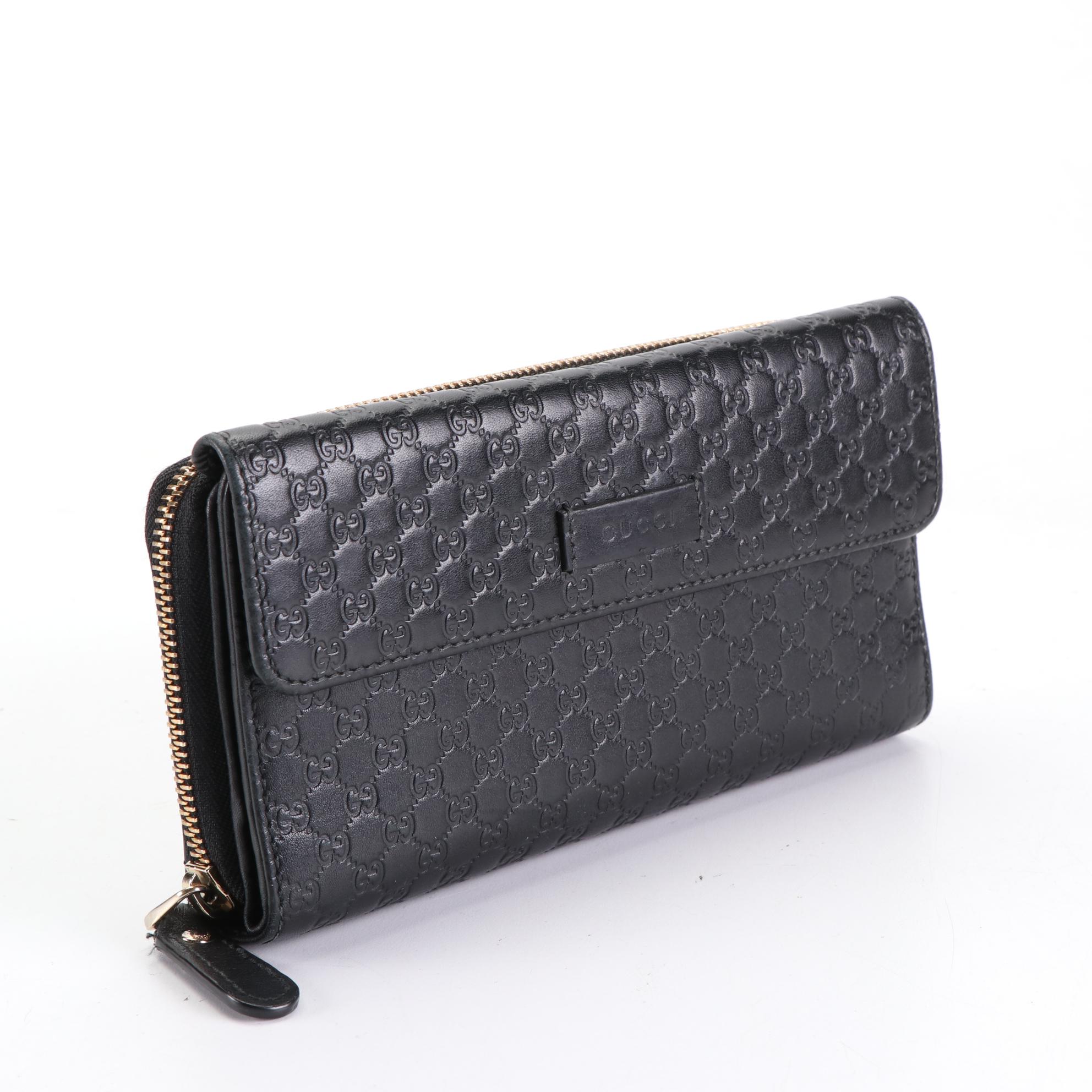 Gucci Continental Wallet in Black Microguccissima Leather