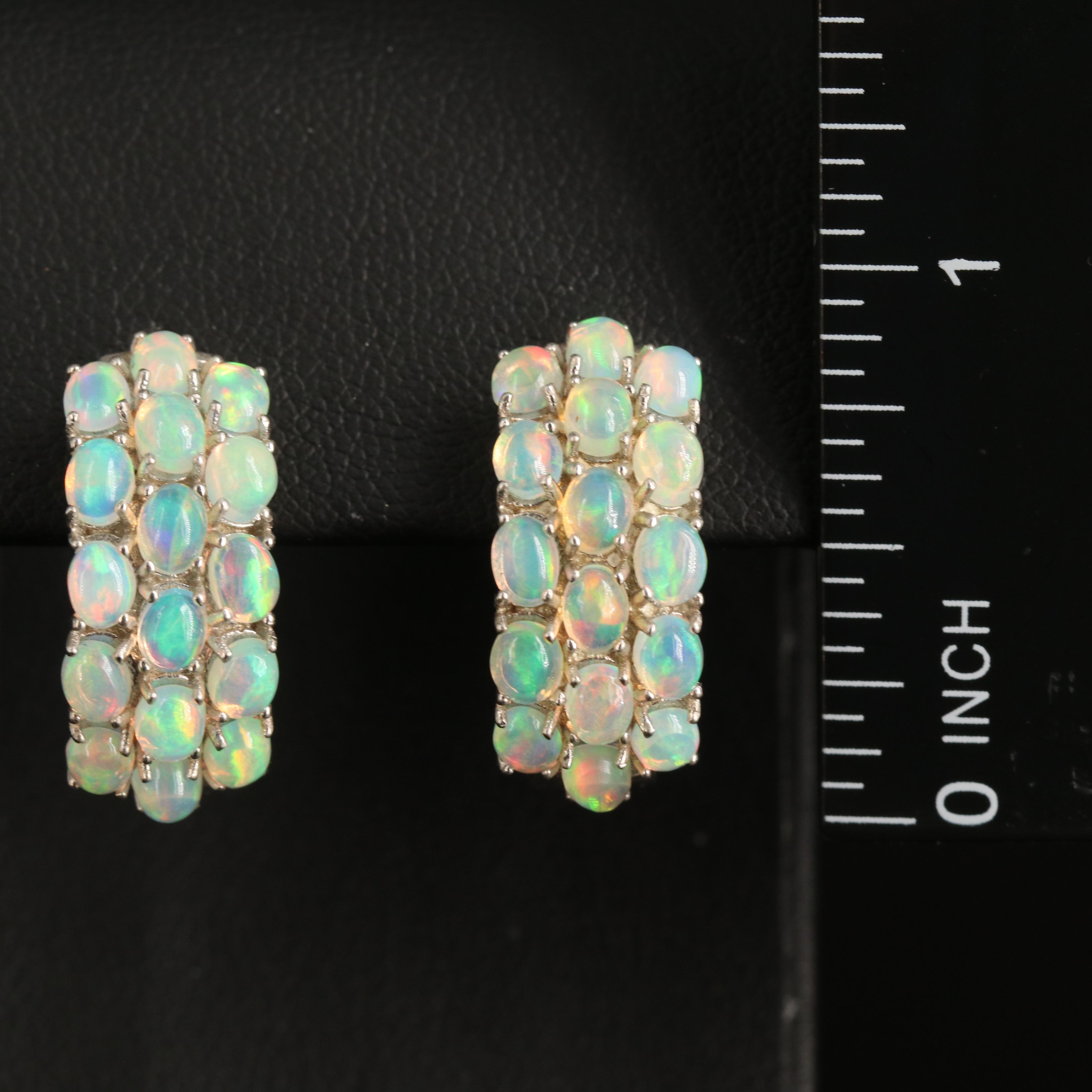Sterling Opal Hoop Earrings