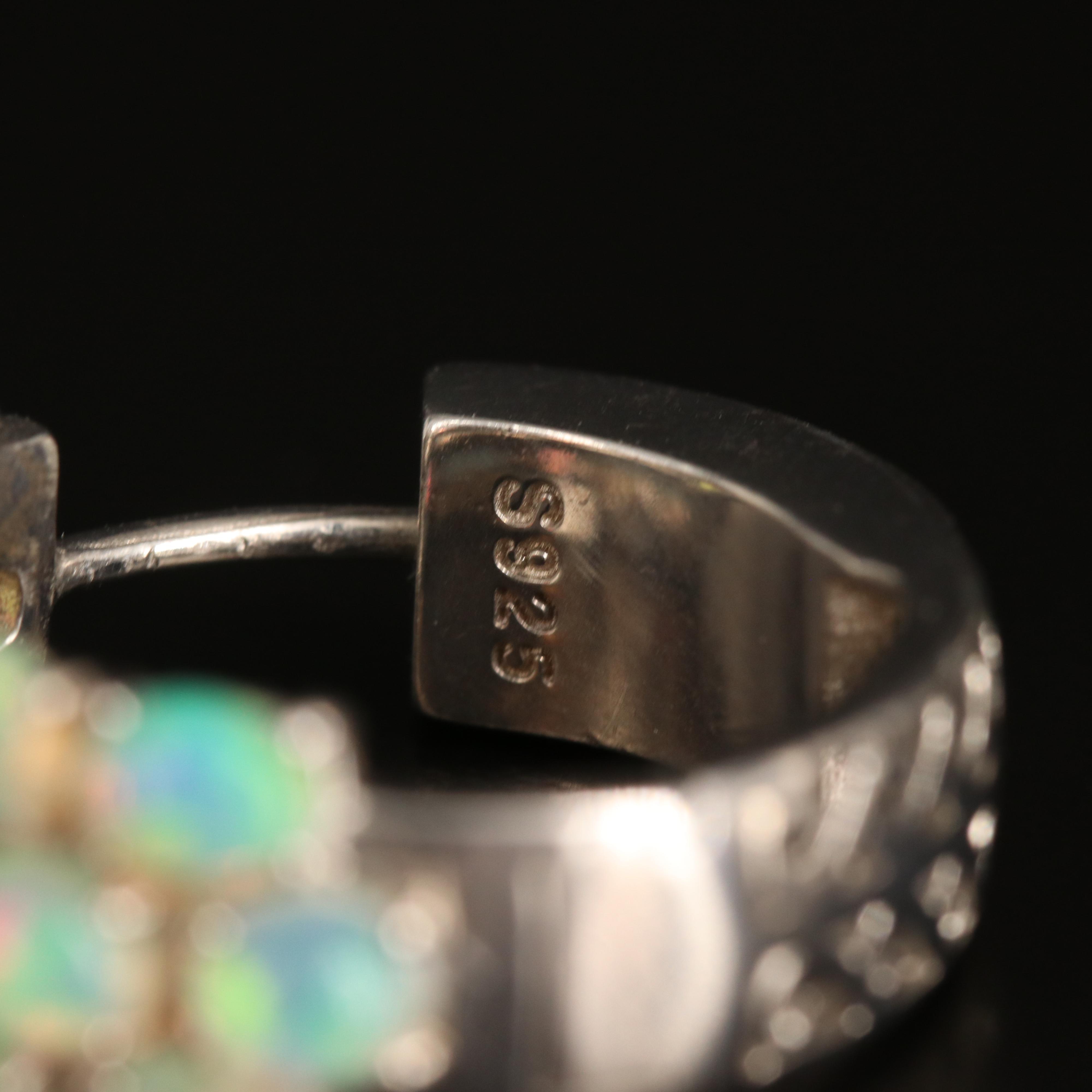 Sterling Opal Hoop Earrings