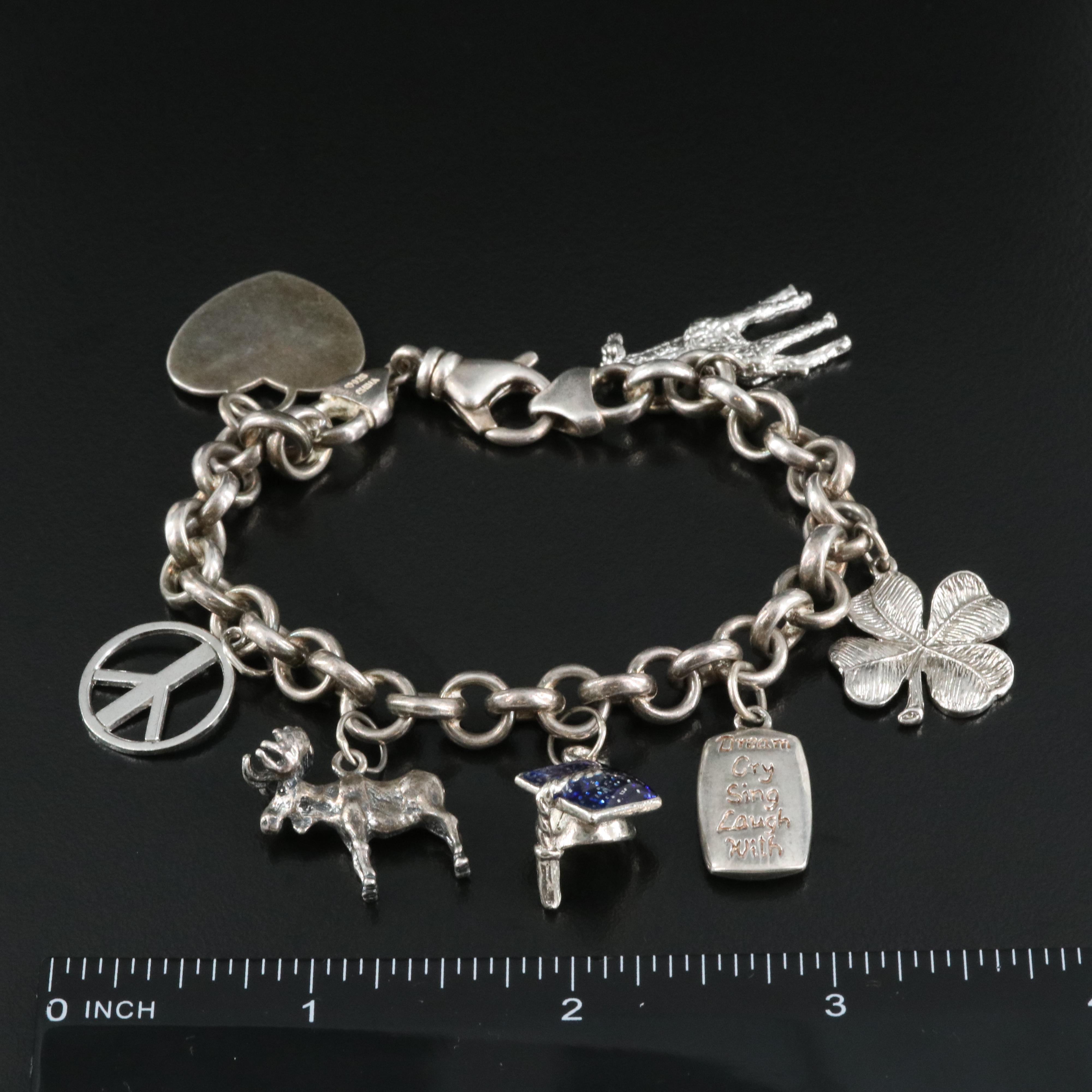 Sterling Charm Bracelet with Enamel Accents