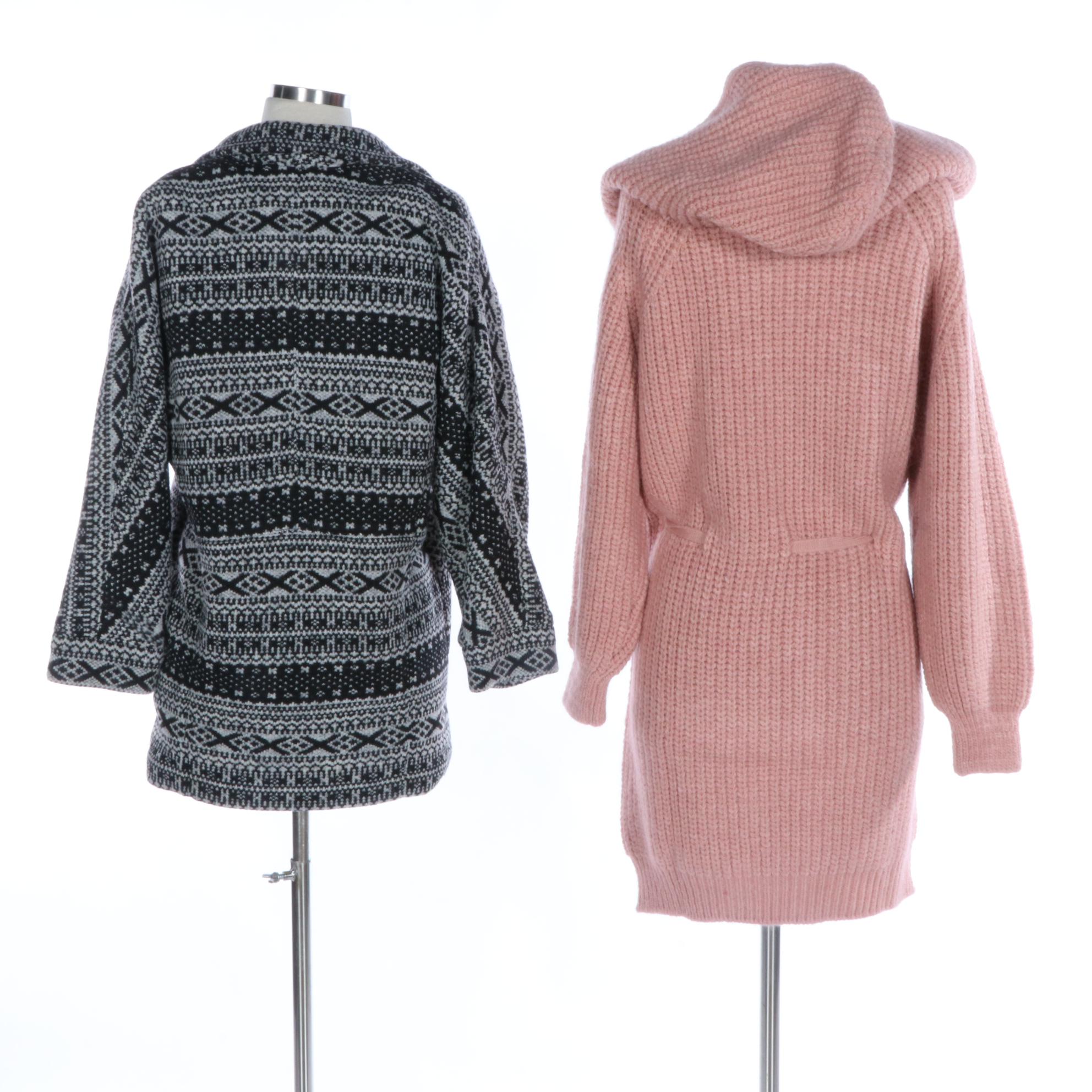 Alice + Olivia Fair Isle Cardigan Jacket and Nocturne Hooded Sweater Coat