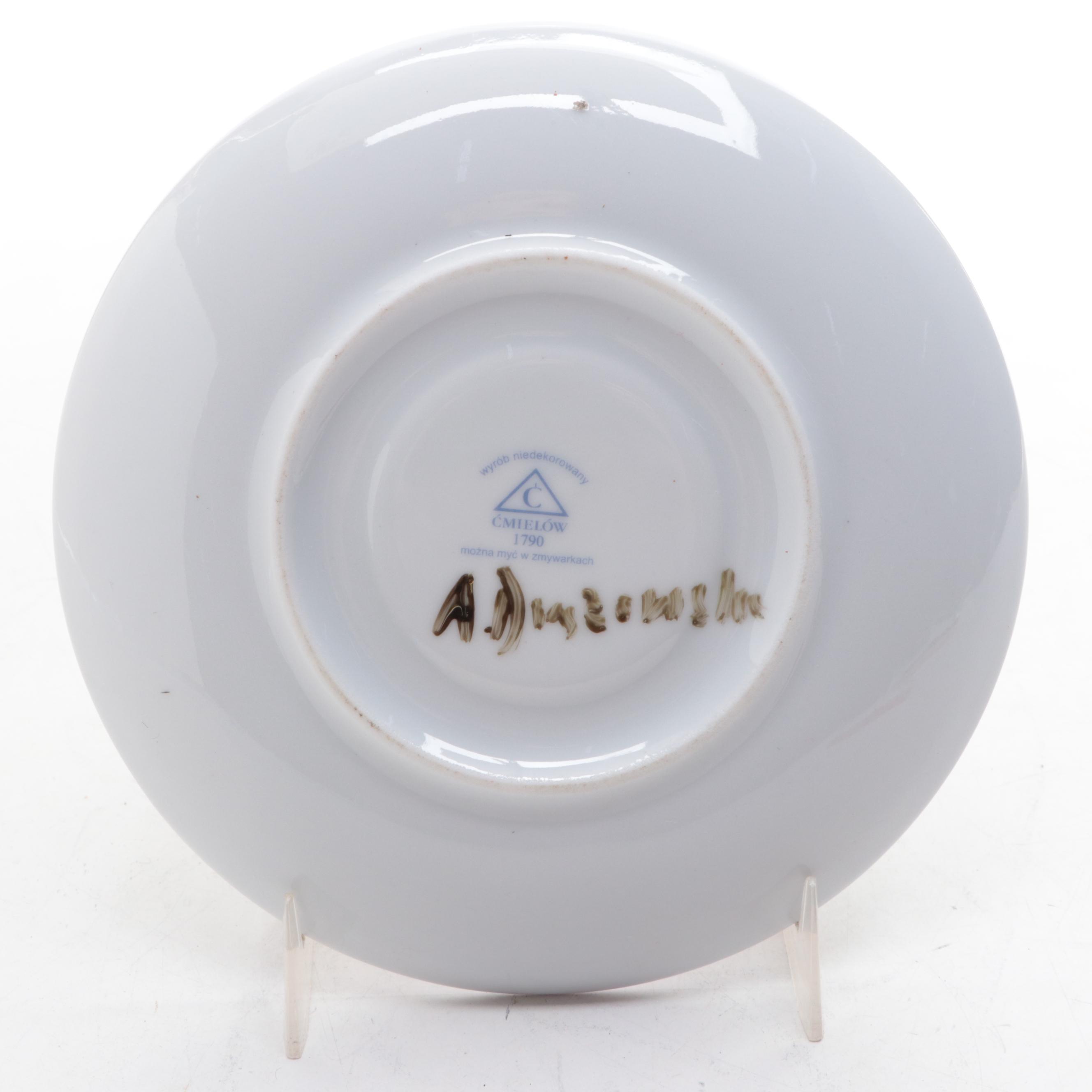 Ćmielów Polish Porcelain Hand-Painted Saucer