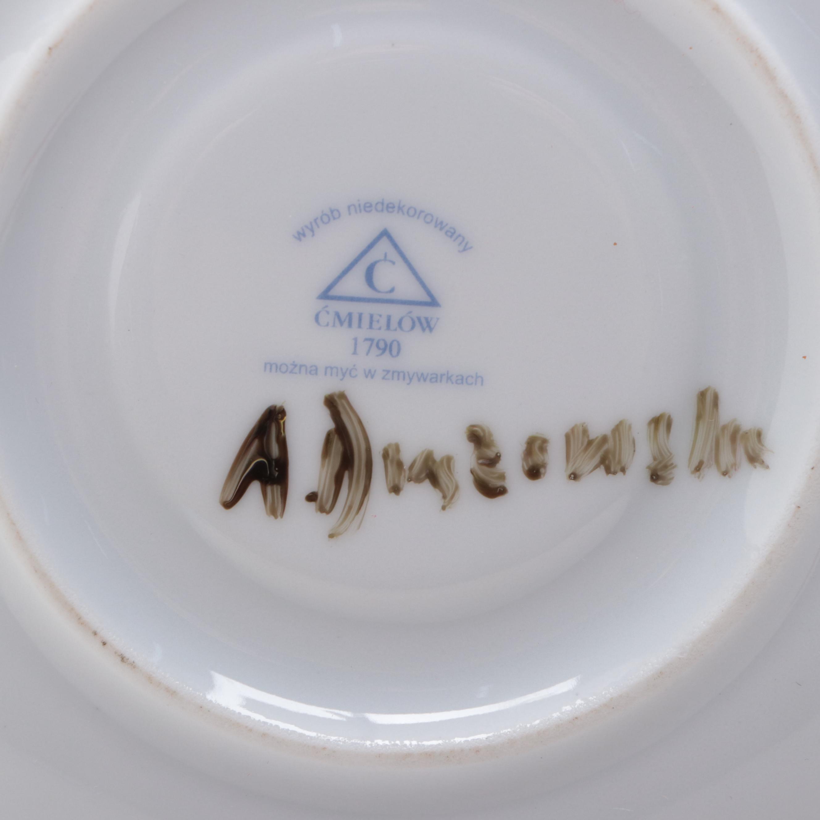 Ćmielów Polish Porcelain Hand-Painted Saucer