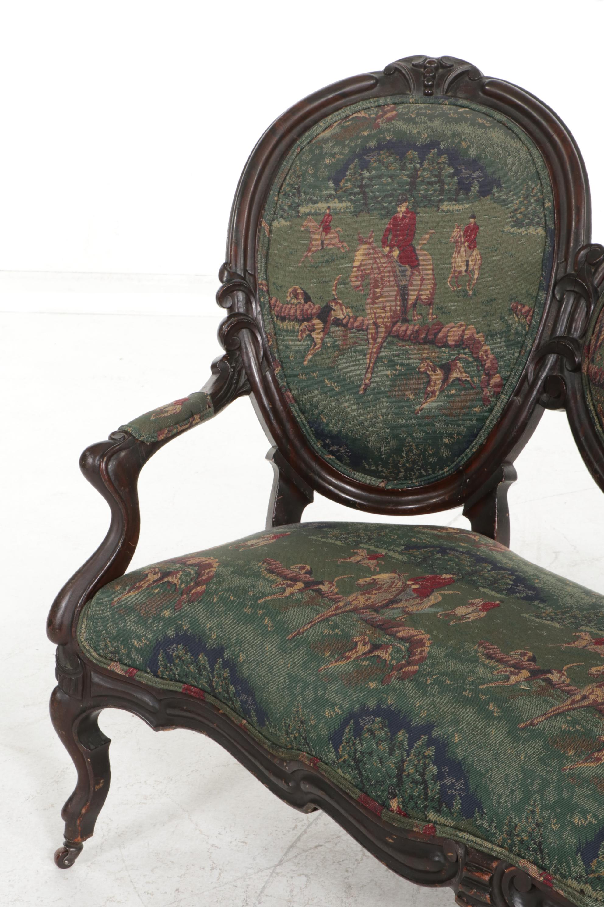 Victorian Rococo Revival Carved and Rosewood-Grained Sofa, Mid to Late 19th C.