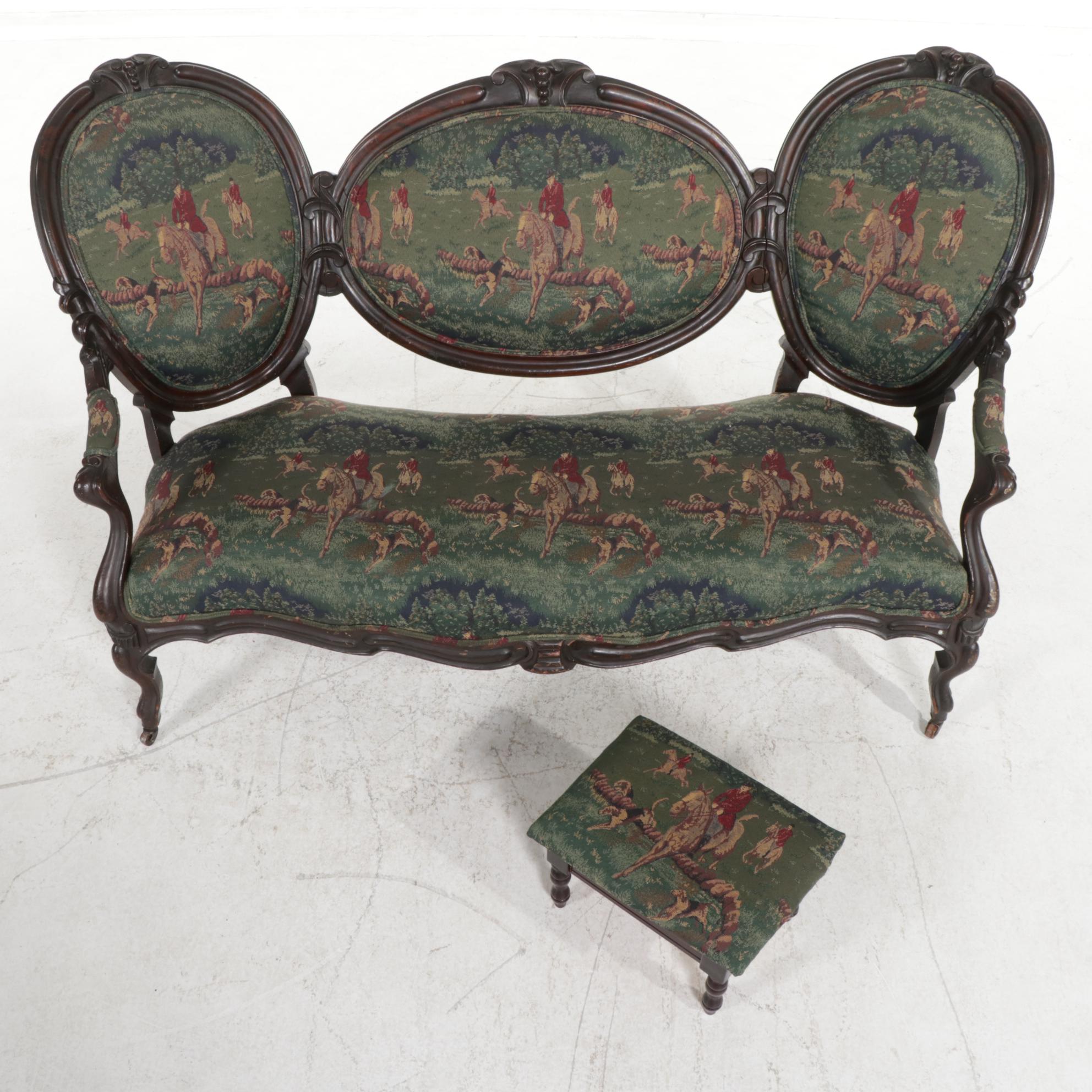 Victorian Rococo Revival Carved and Rosewood-Grained Sofa, Mid to Late 19th C.