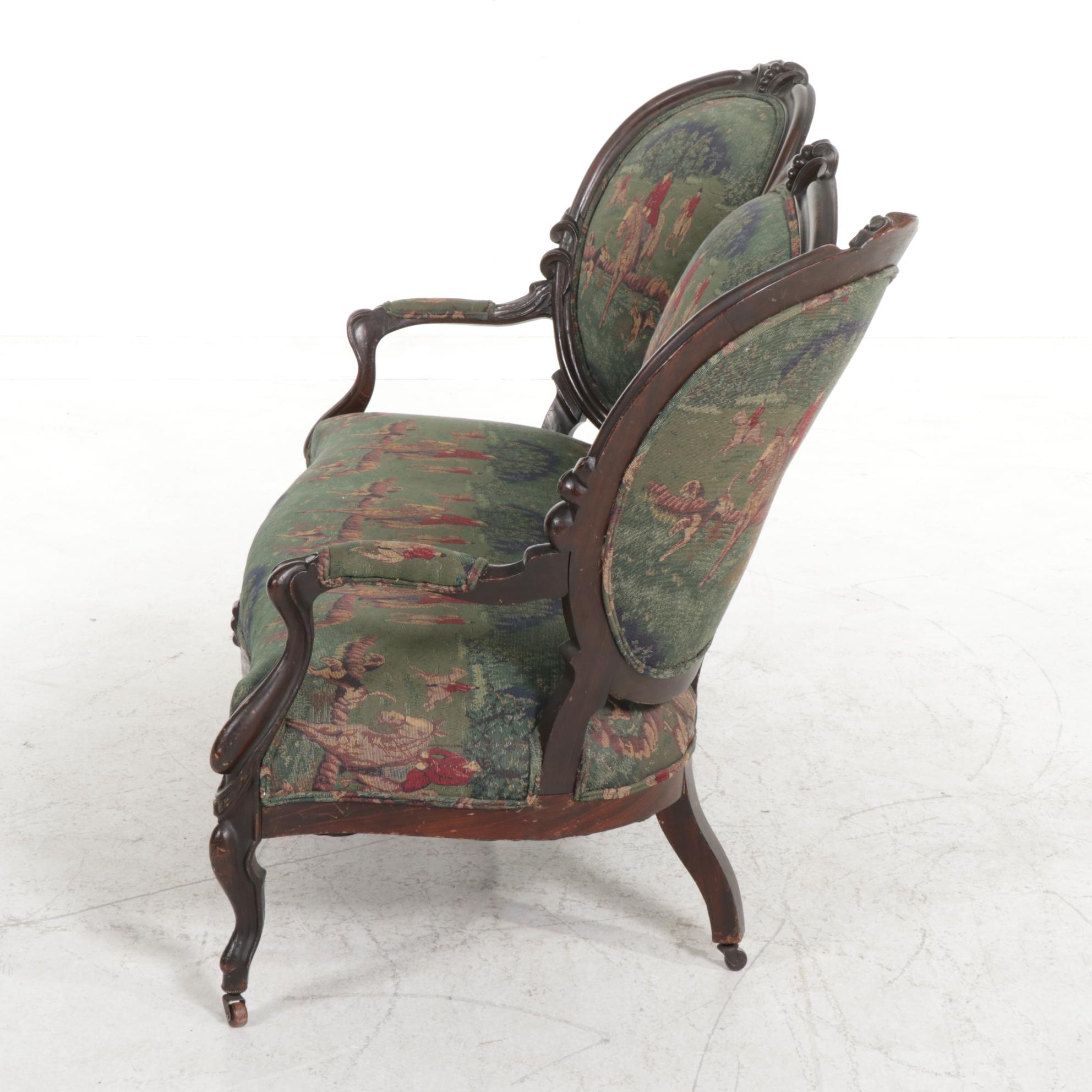 Victorian Rococo Revival Carved and Rosewood-Grained Sofa, Mid to Late 19th C.