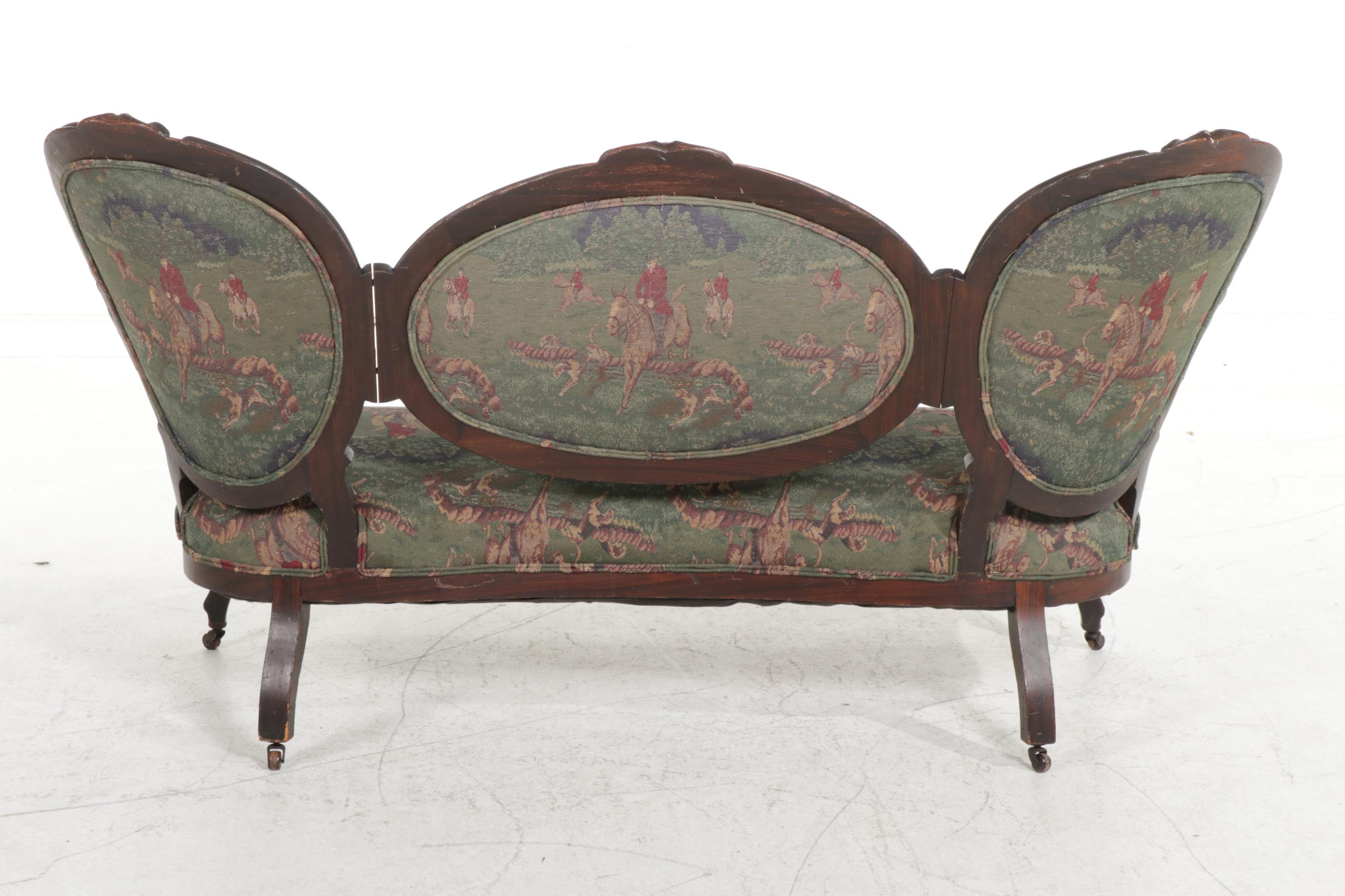 Victorian Rococo Revival Carved and Rosewood-Grained Sofa, Mid to Late 19th C.