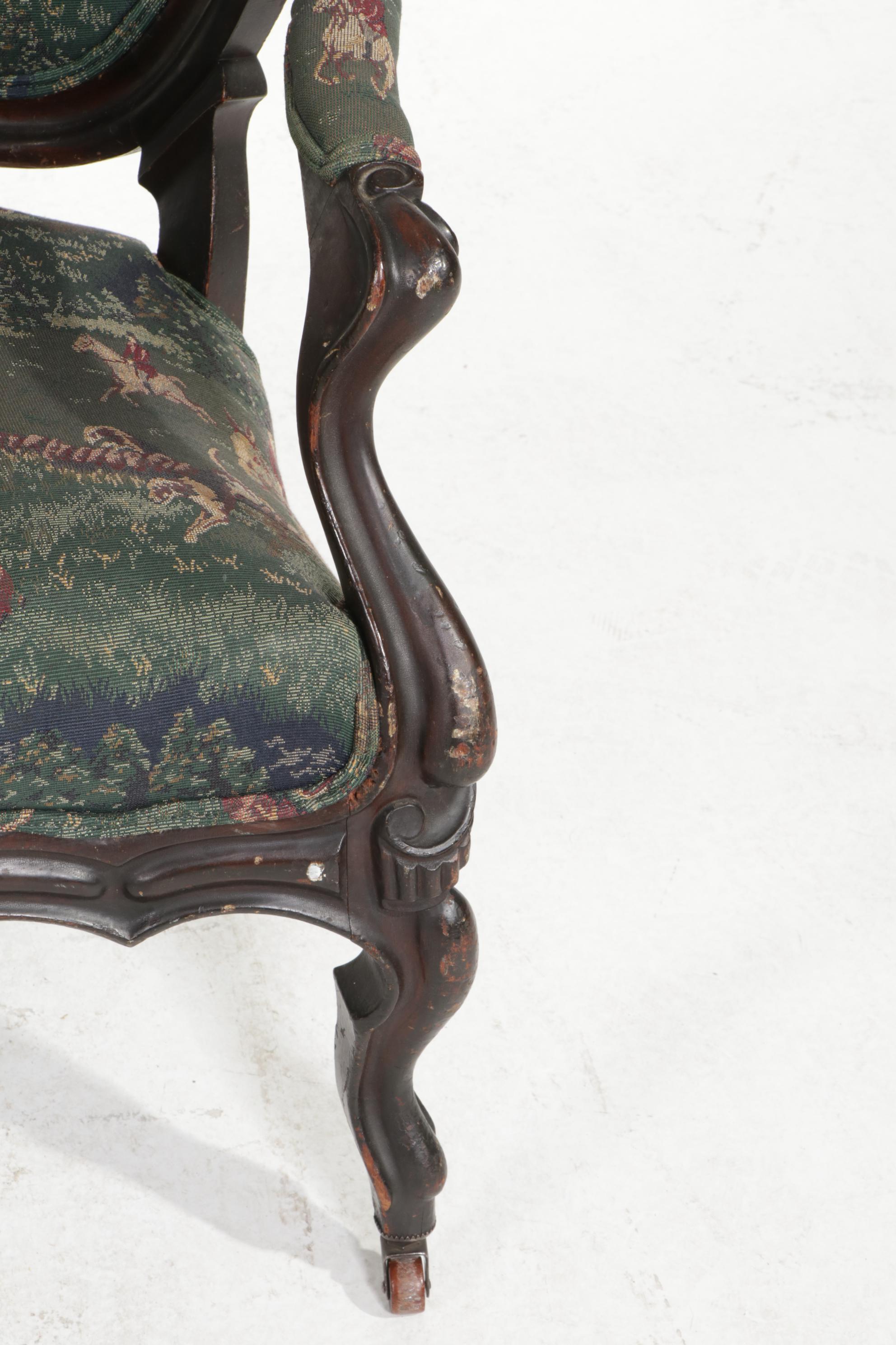 Victorian Rococo Revival Carved and Rosewood-Grained Sofa, Mid to Late 19th C.