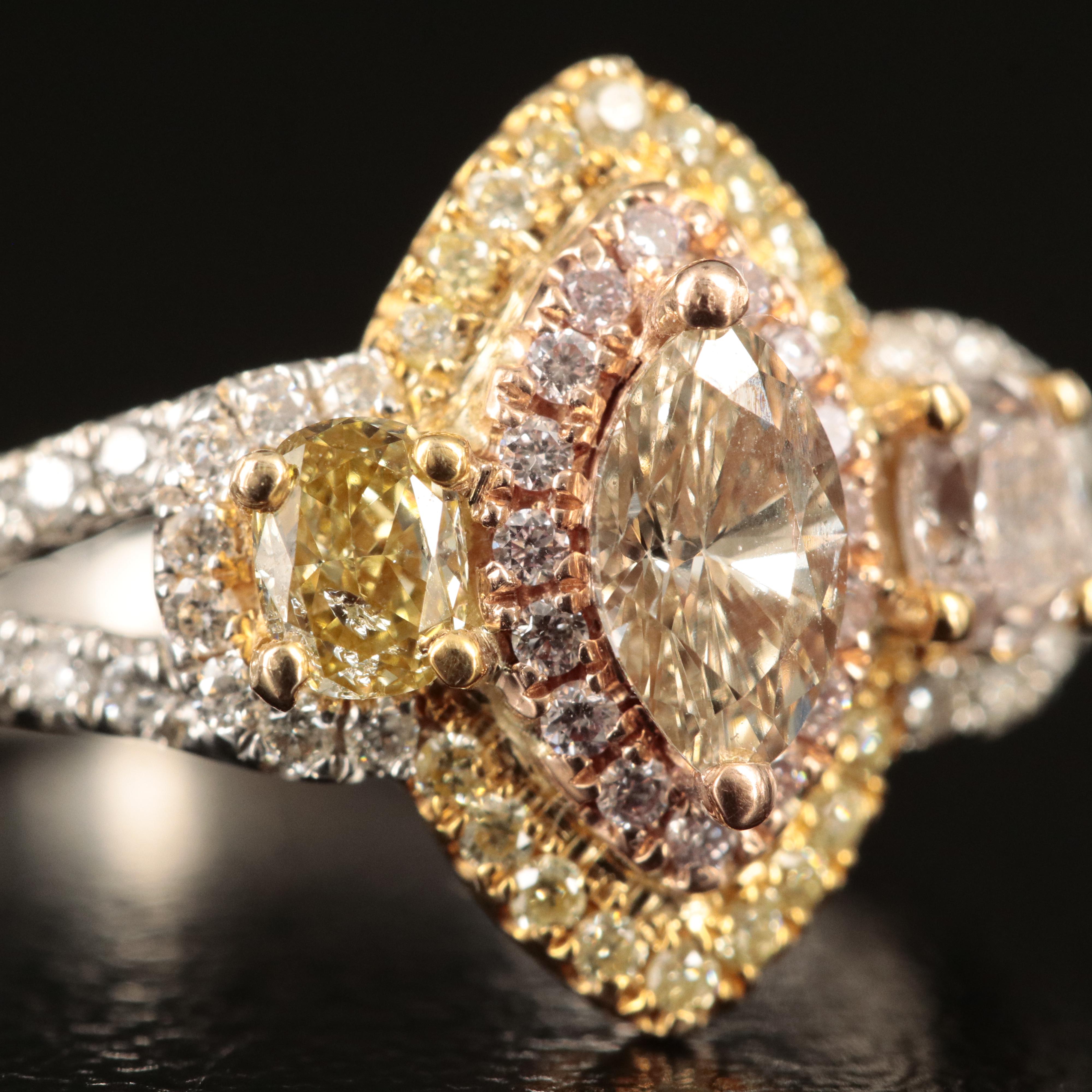 14K Tri-Tone 1.00 CTW Diamond Ring Including Rose Gold