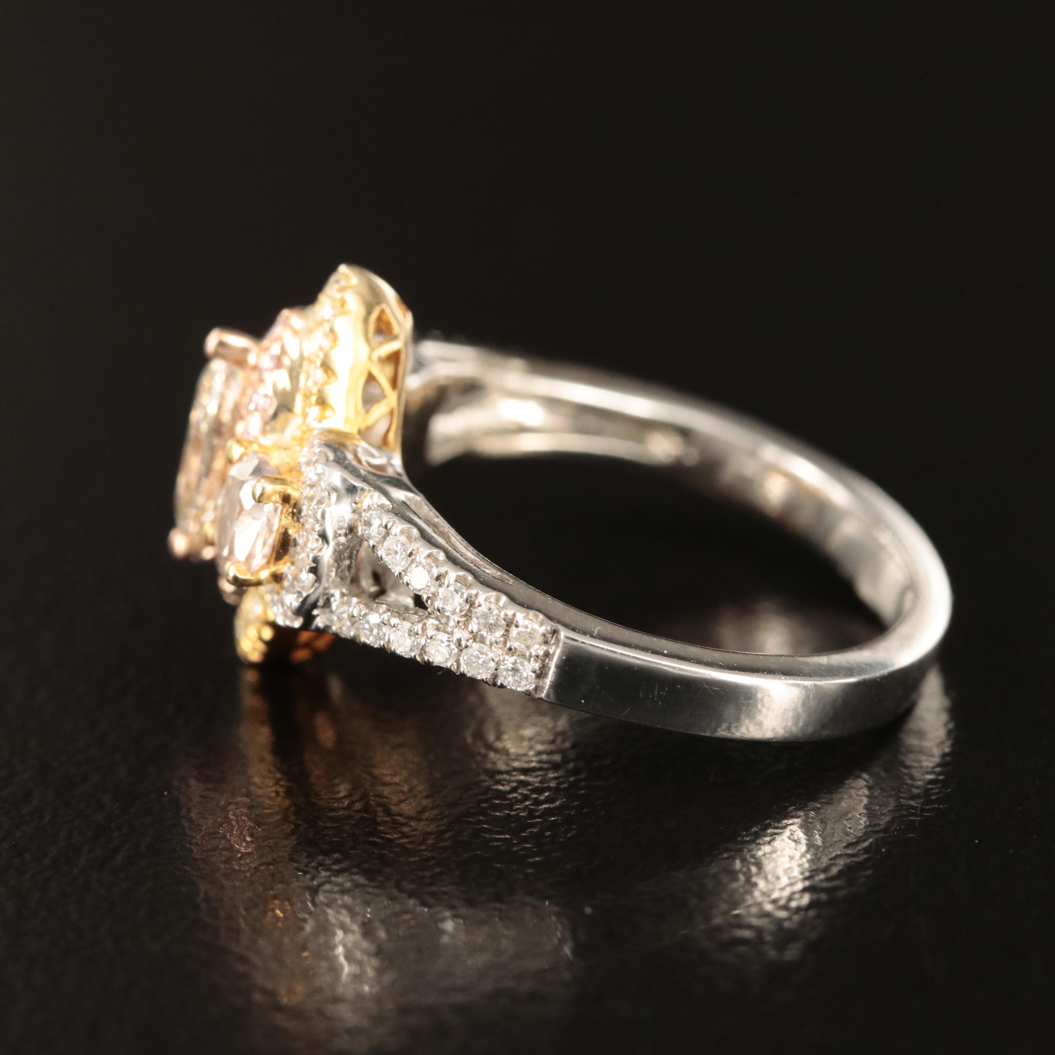 14K Tri-Tone 1.00 CTW Diamond Ring Including Rose Gold