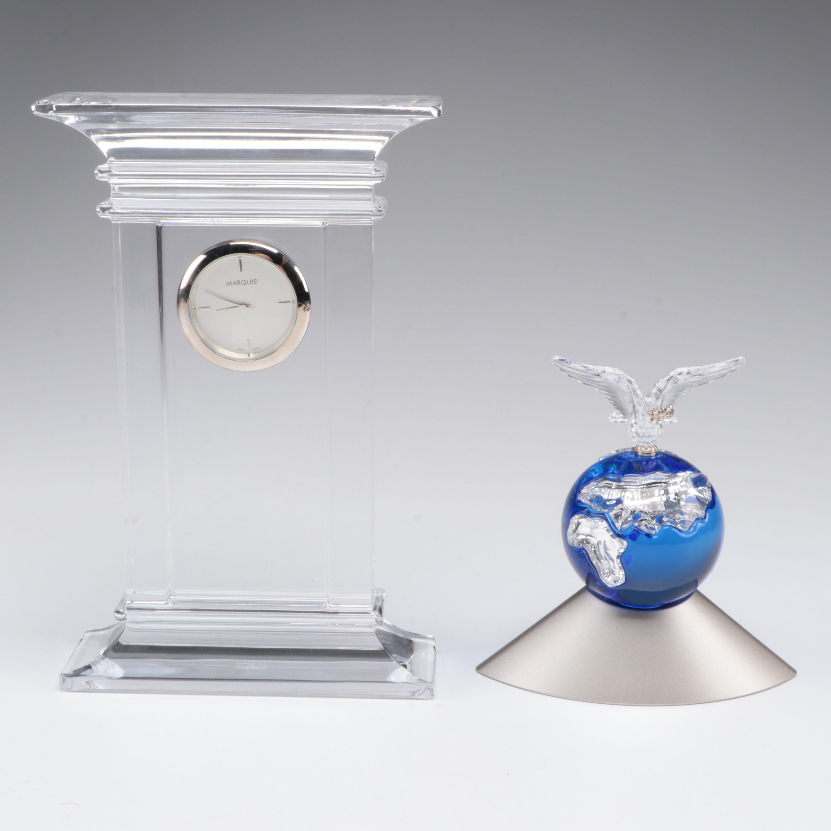 Swarovski Crystal Millennium Edition Planet with Marquis by Waterford Desk Clock