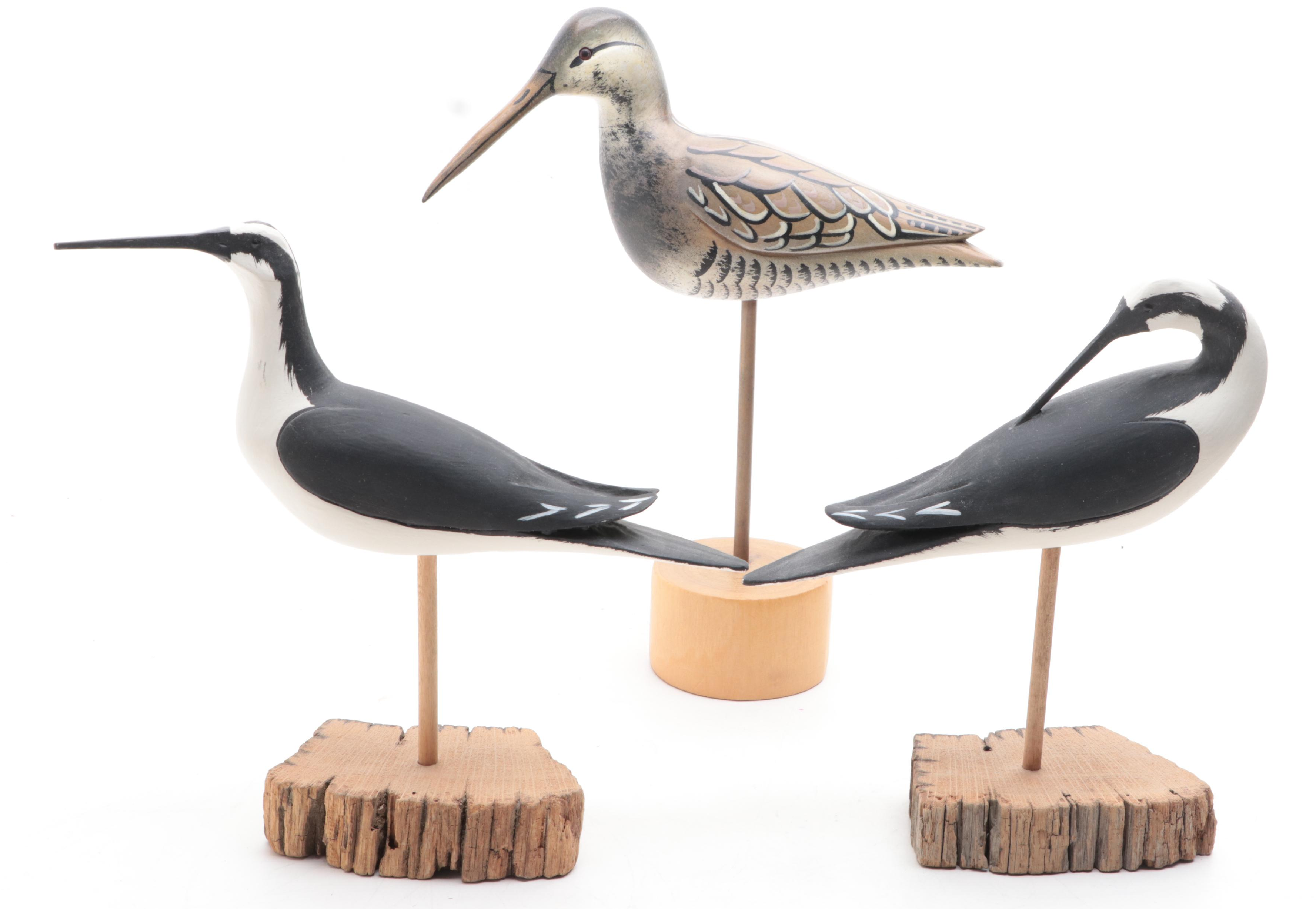 Handcarved and Paint-Decorated Shore Bird Figurines