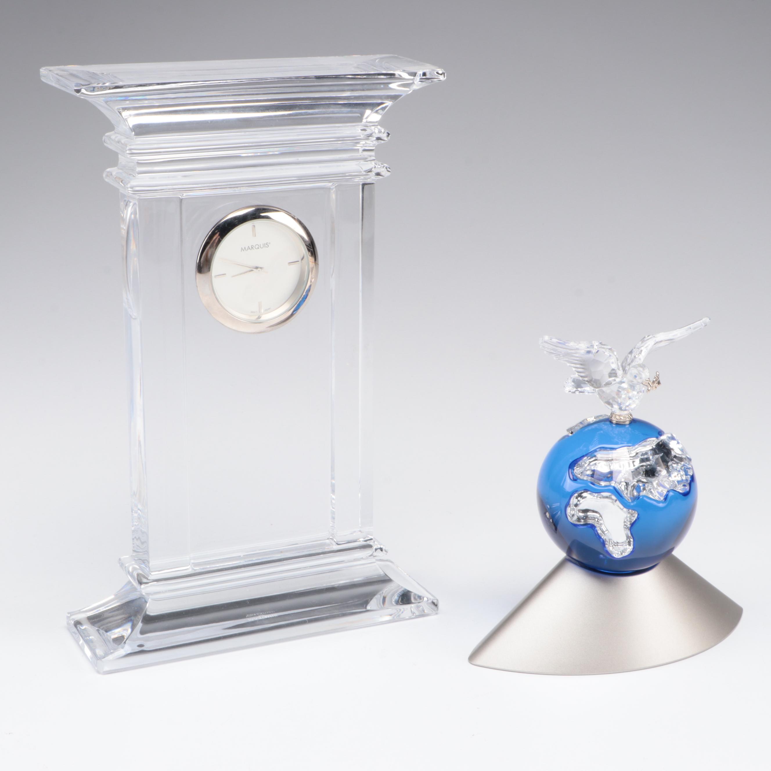 Swarovski Crystal Millennium Edition Planet with Marquis by Waterford Desk Clock