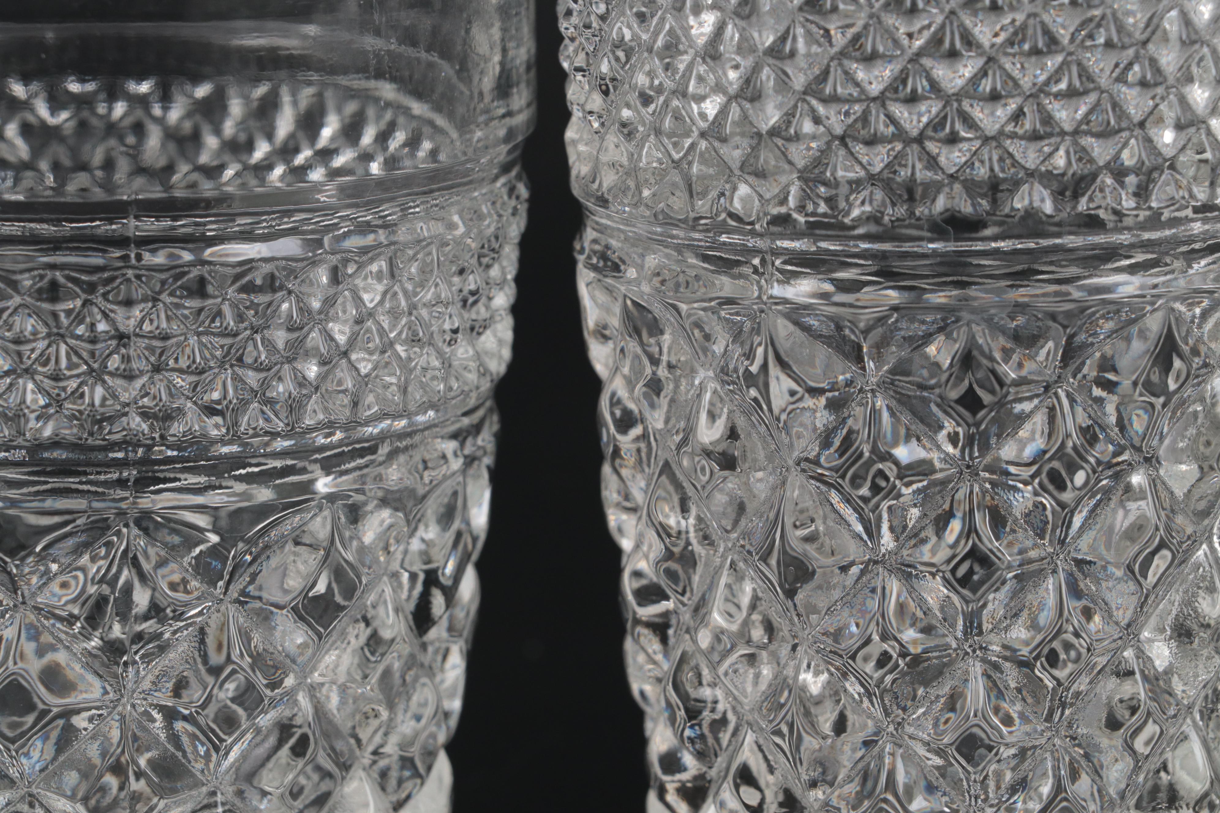 Pressed Glass Stemware and Cocktail Glasses with Serving Dish