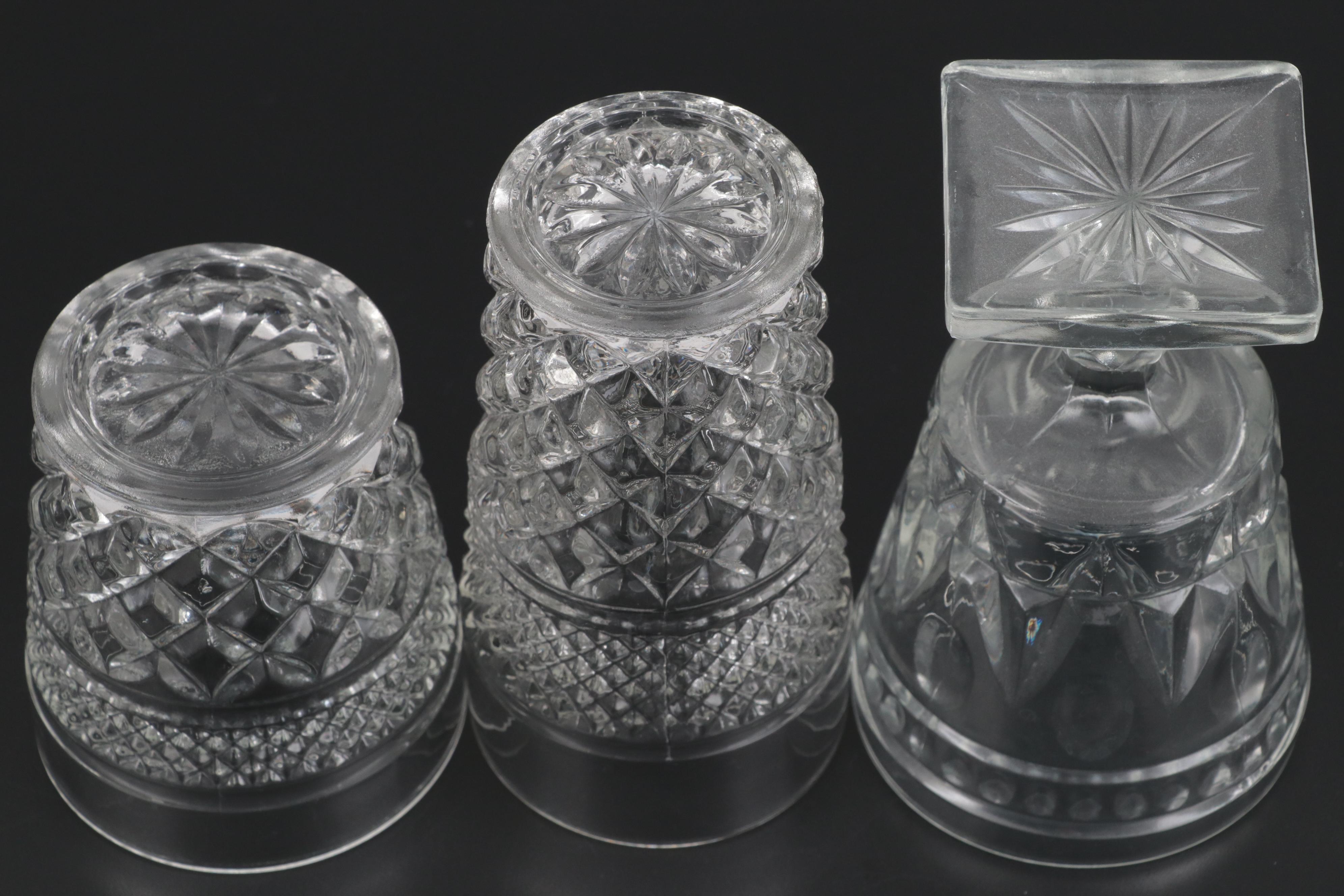 Pressed Glass Stemware and Cocktail Glasses with Serving Dish