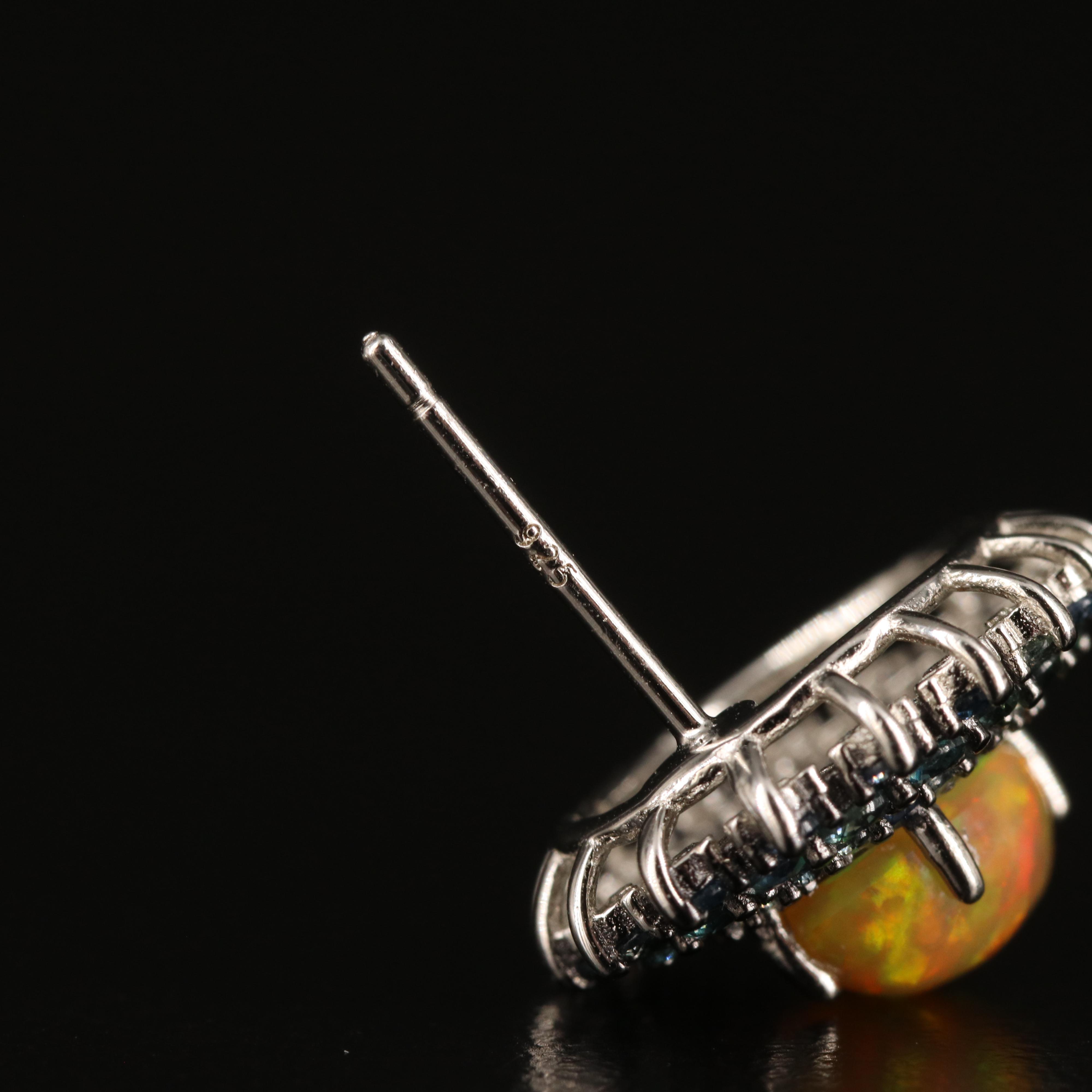 Sterling Opal and Sapphire Earrings