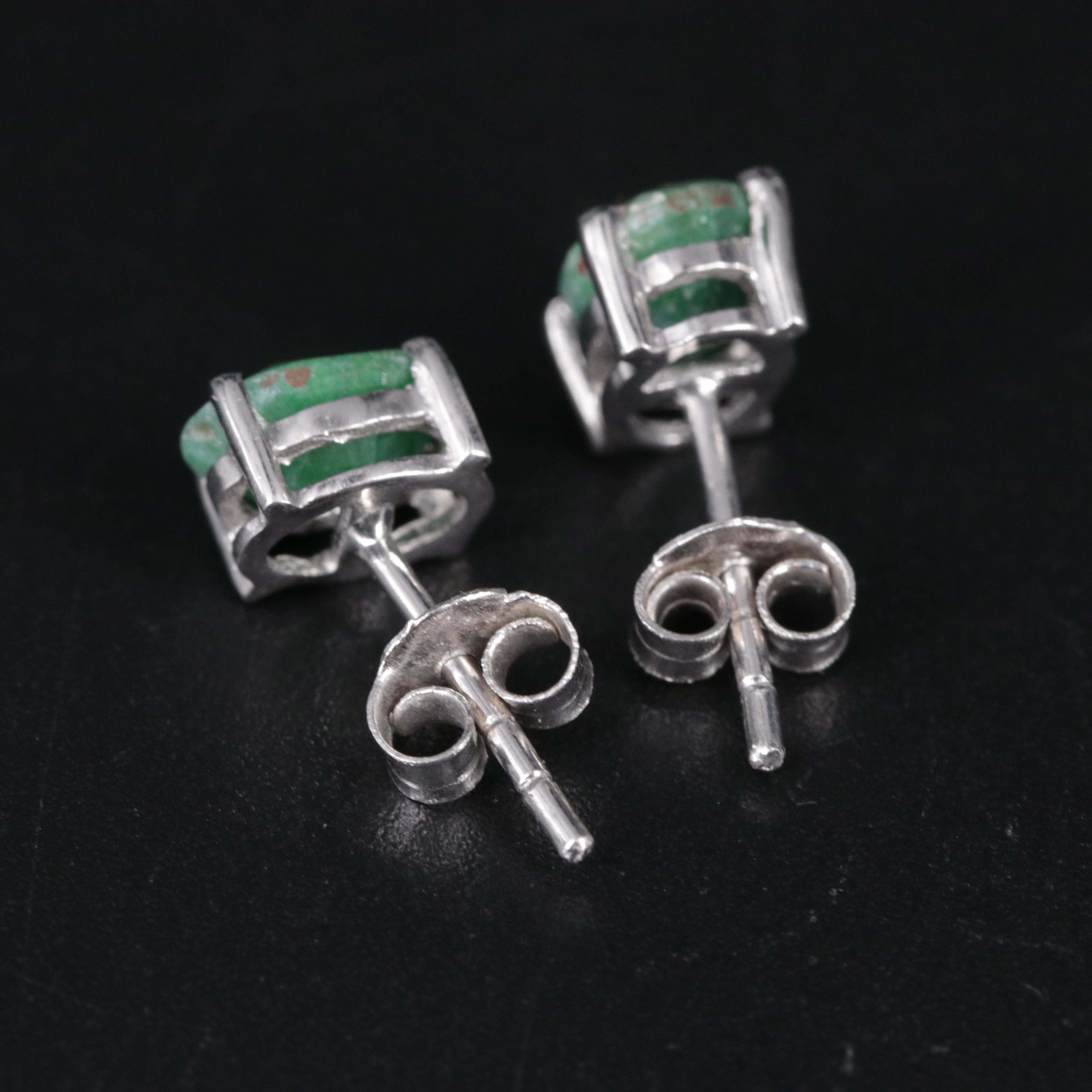 Sterling Silver Emerald Stud Earrings