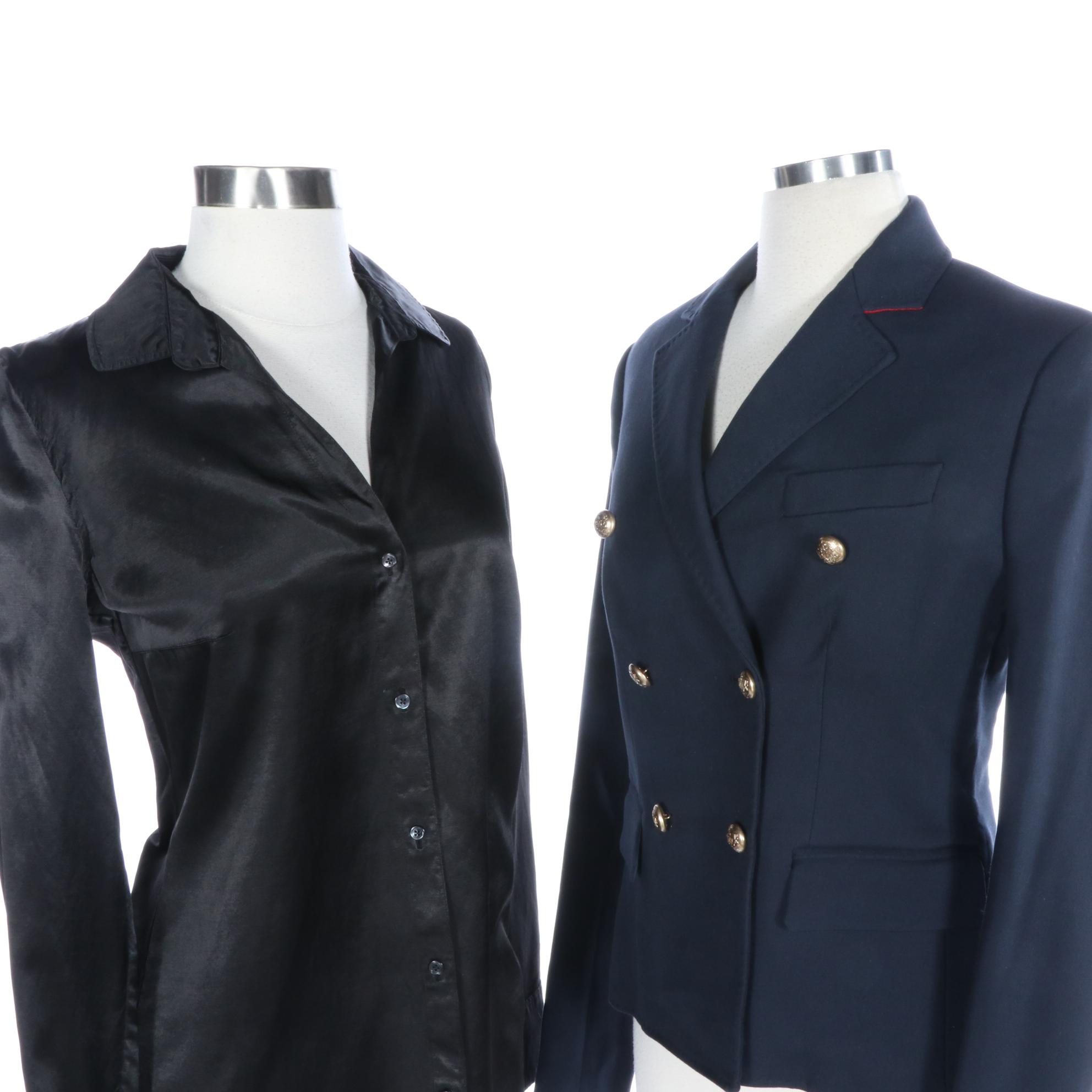 Joseph Double-Breasted Emman Blazer and Stacy Satin Blouse, New with Tags
