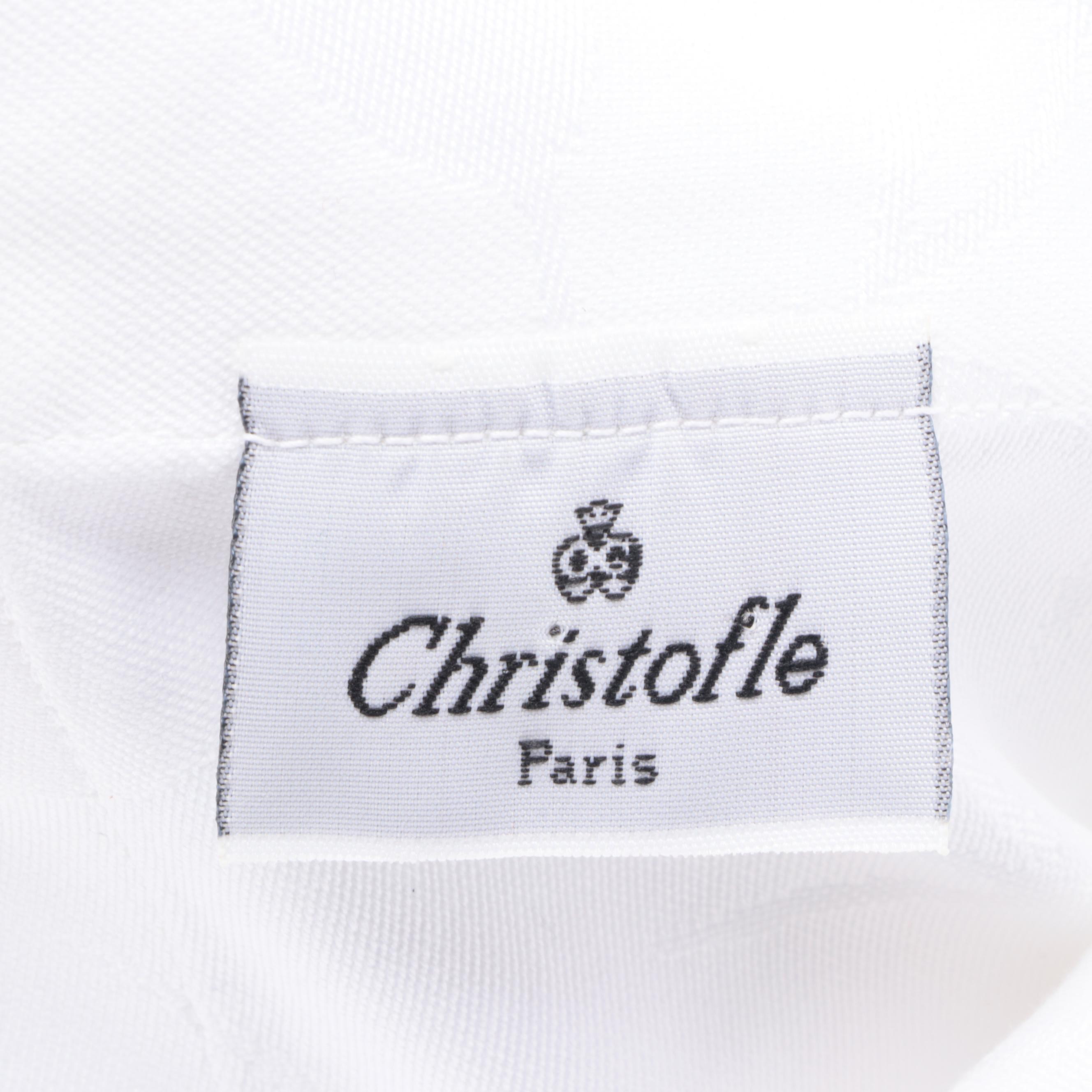 Christofle Cotton Jacquard Tablecloth with Twin Striped Bedskirt