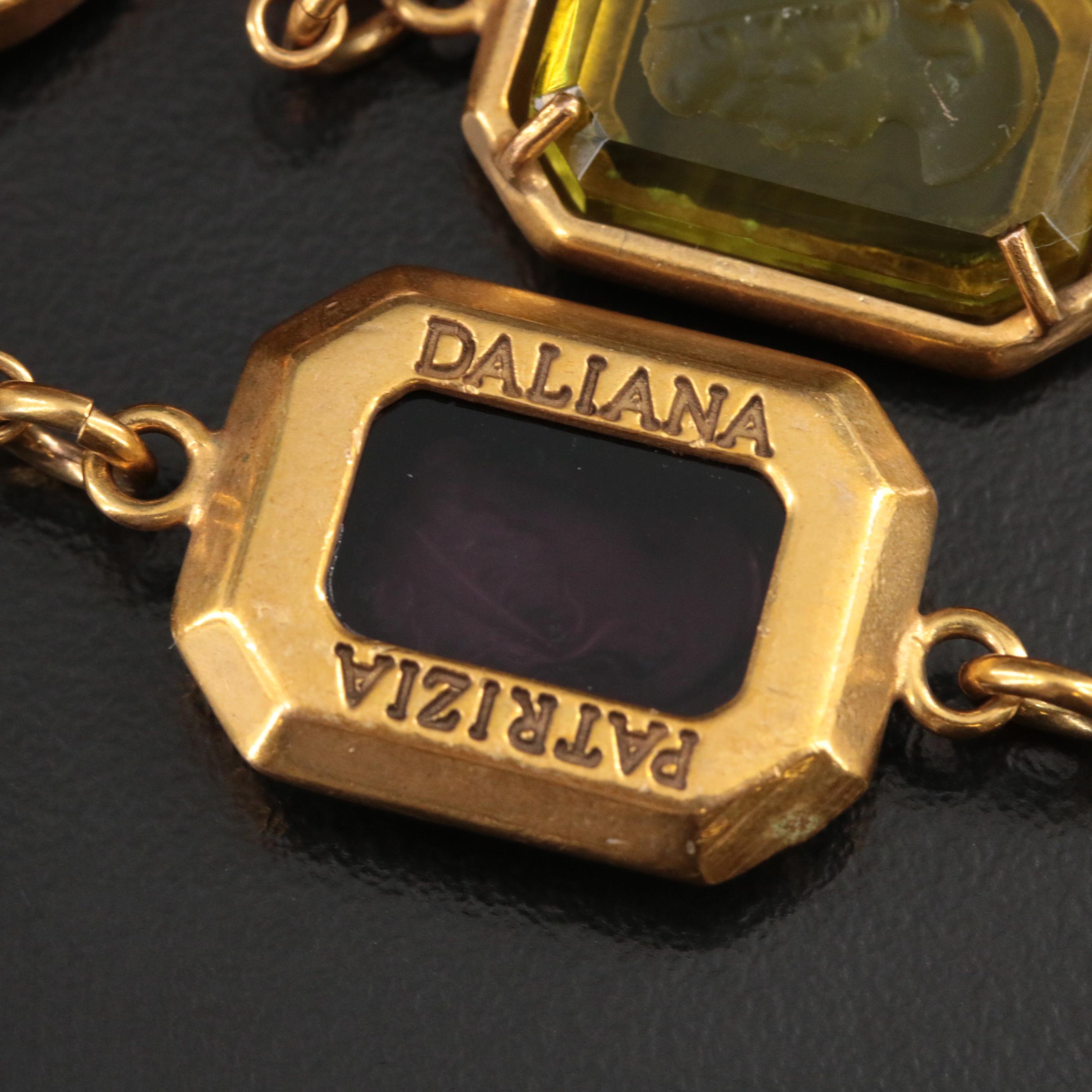 Patrizia Daliana Murano Glass Intaglio and Pearl Station Necklace