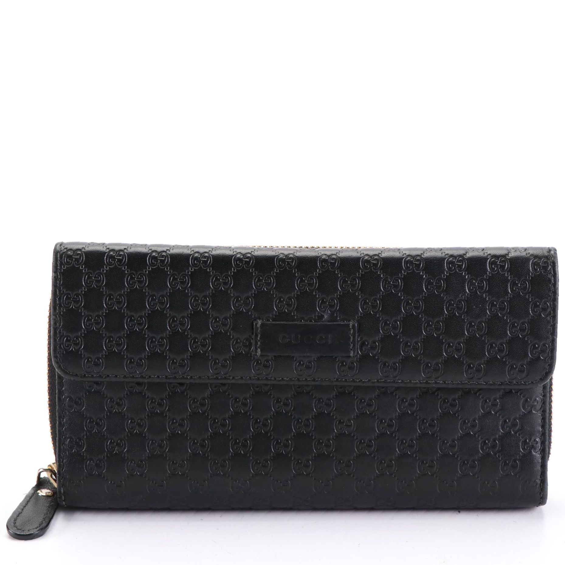 Gucci Continental Wallet in Black Microguccissima Leather
