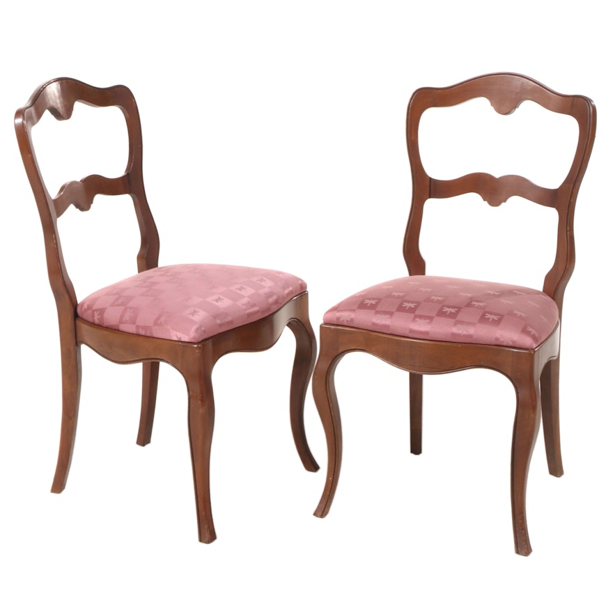 Pair of French Provincial Style Cherrywood Side Chairs, 20th Century