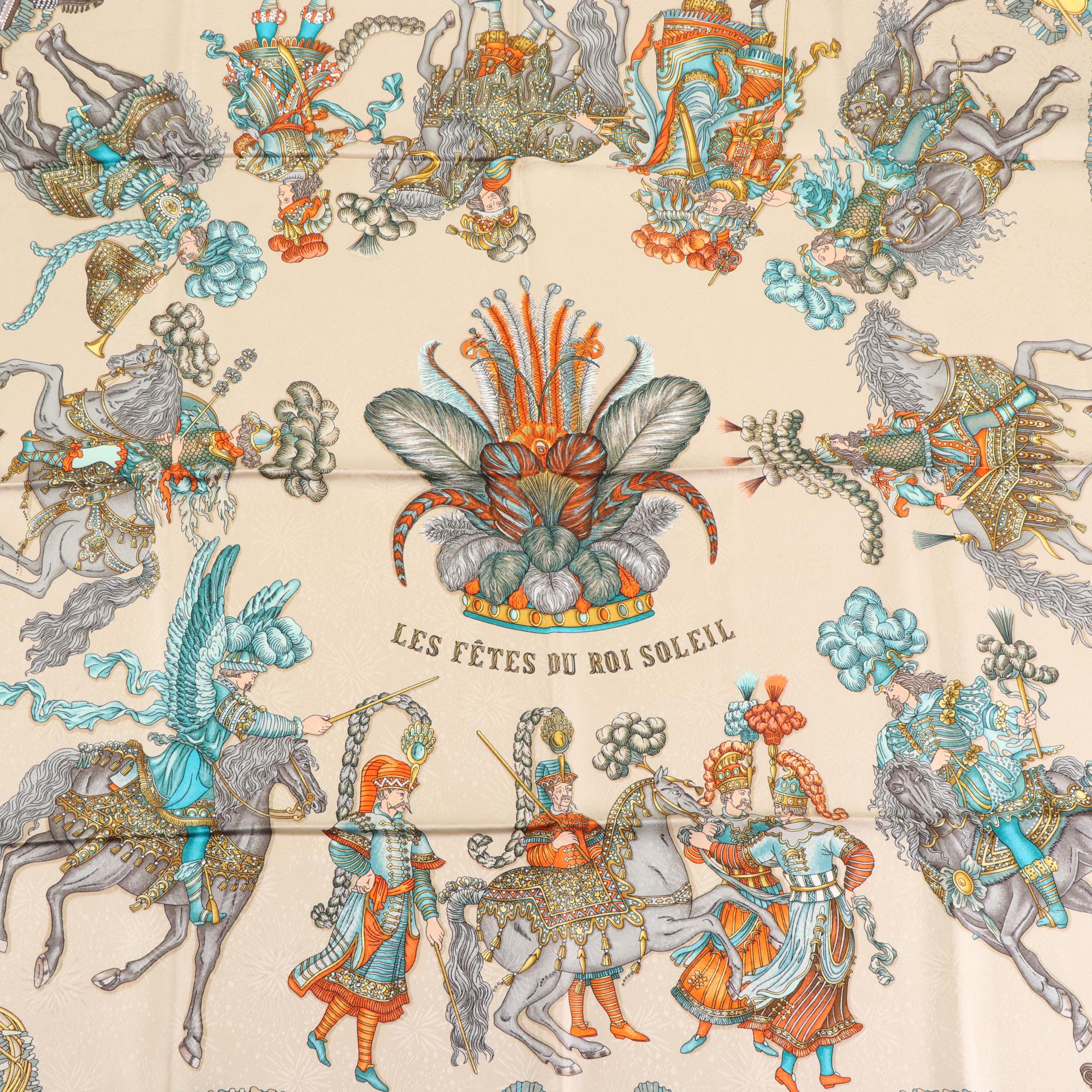 Hermès "Les Fêtes du Roi Soleil" Silk Jacquard Scarf 90
