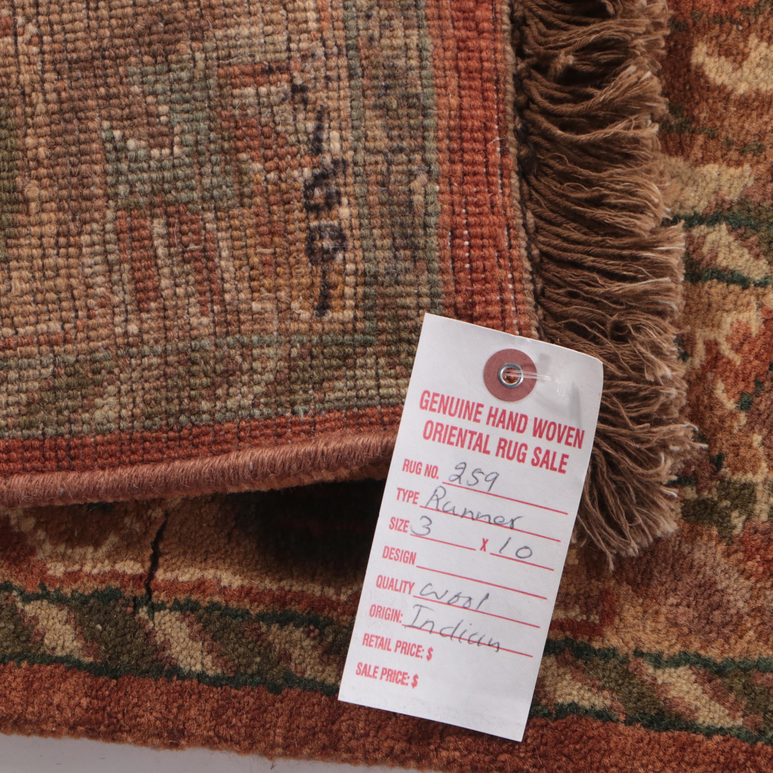 2'11 x 10'2 Hand-Knotted Indo-Persian Style Carpet Runner