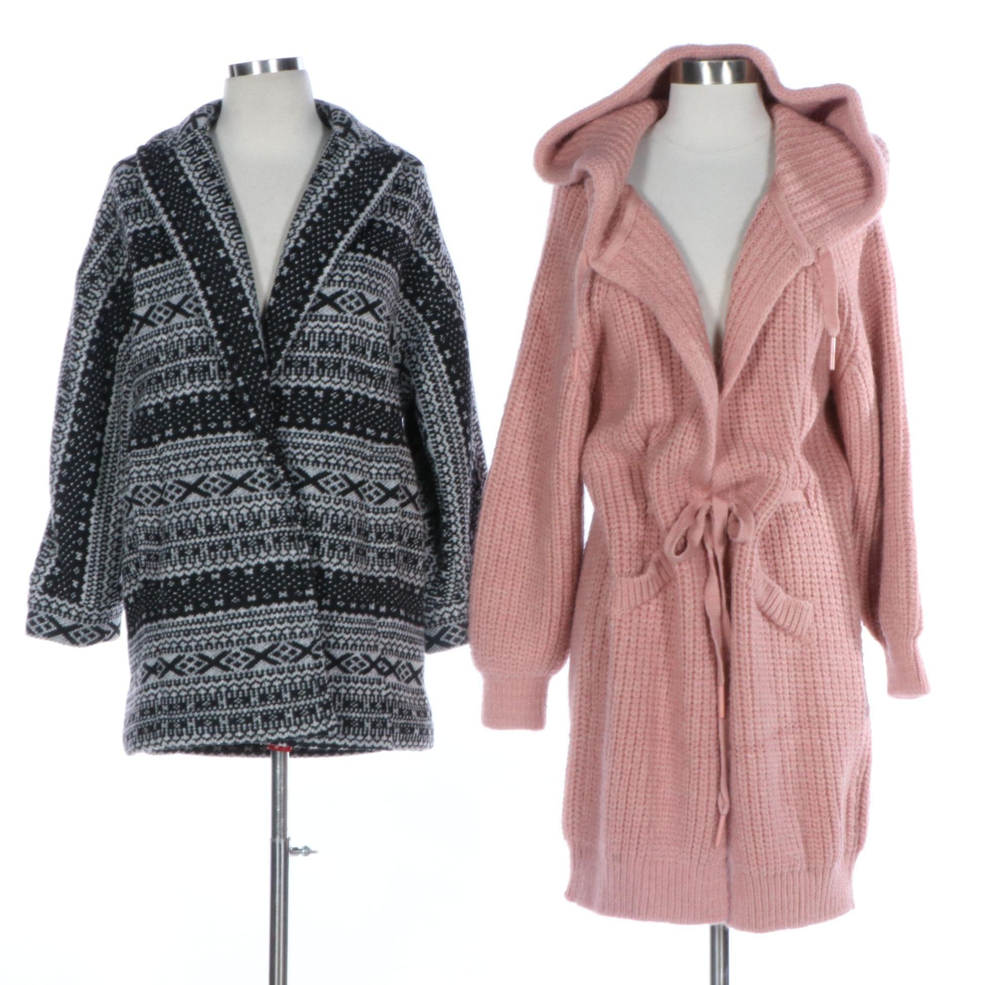Alice + Olivia Fair Isle Cardigan Jacket and Nocturne Hooded Sweater Coat