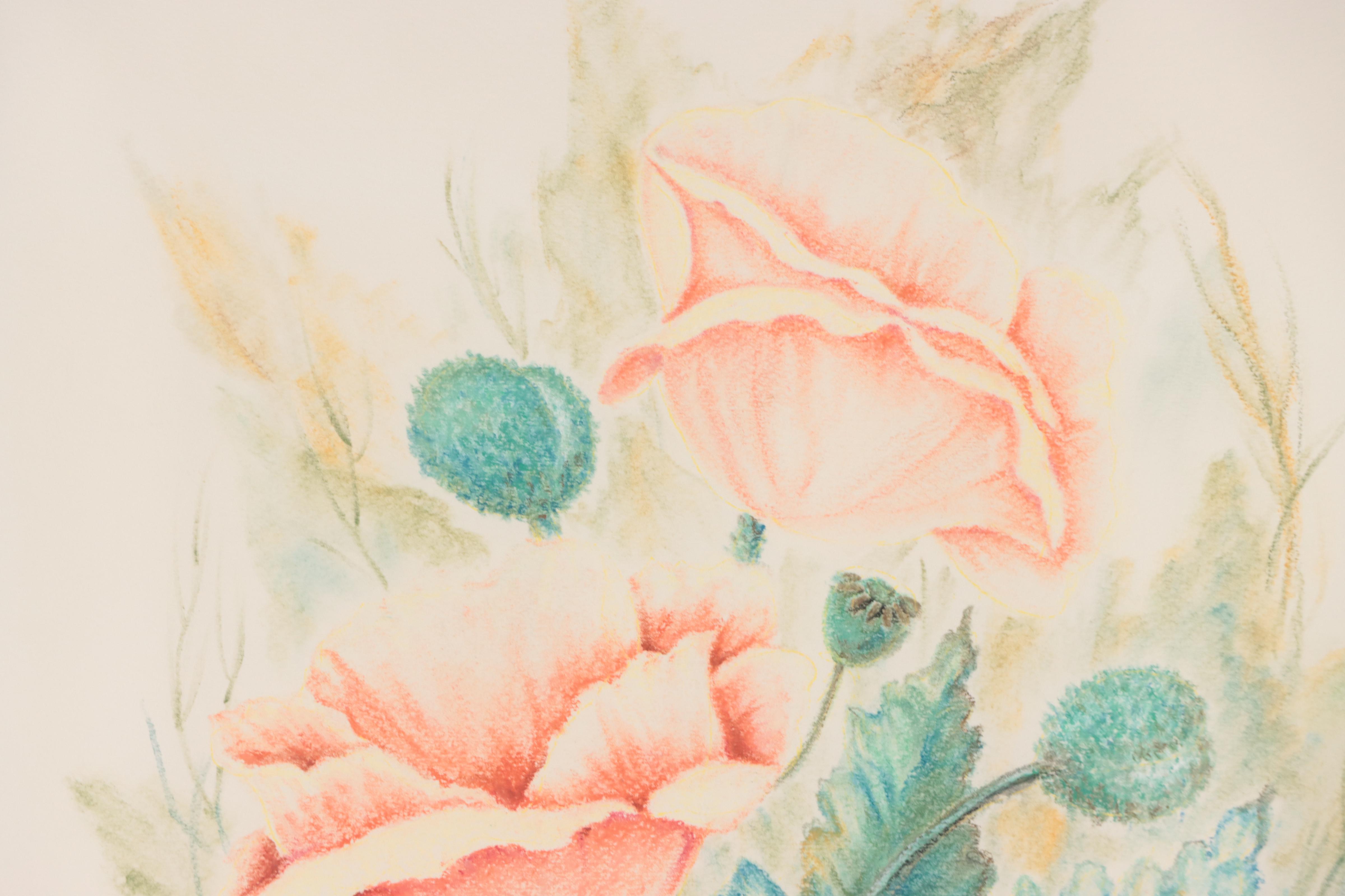 Cherrie Floral Arrangement Pastel Drawing