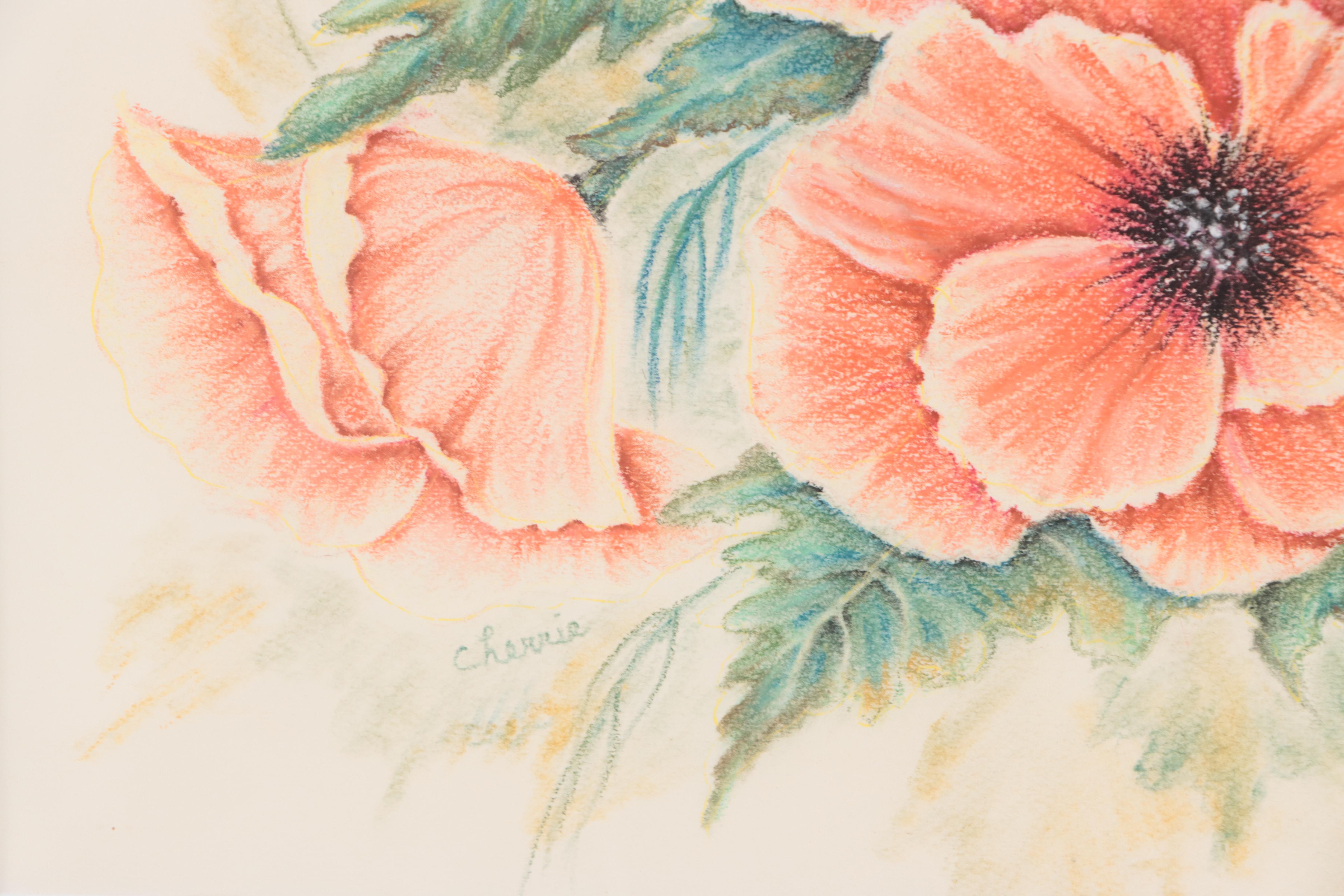 Cherrie Floral Arrangement Pastel Drawing
