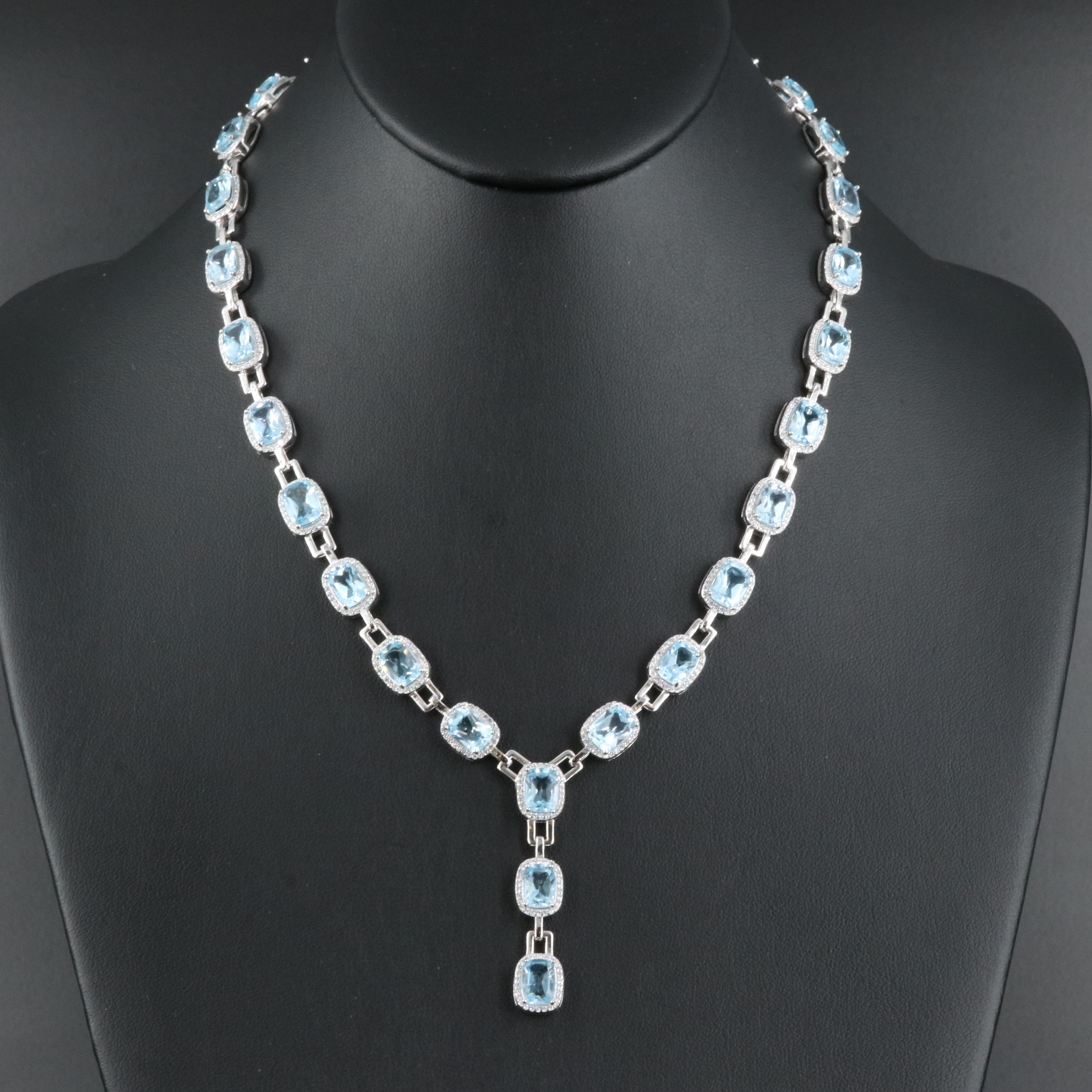 Sterling Topaz and Cubic Zirconia Y Necklace