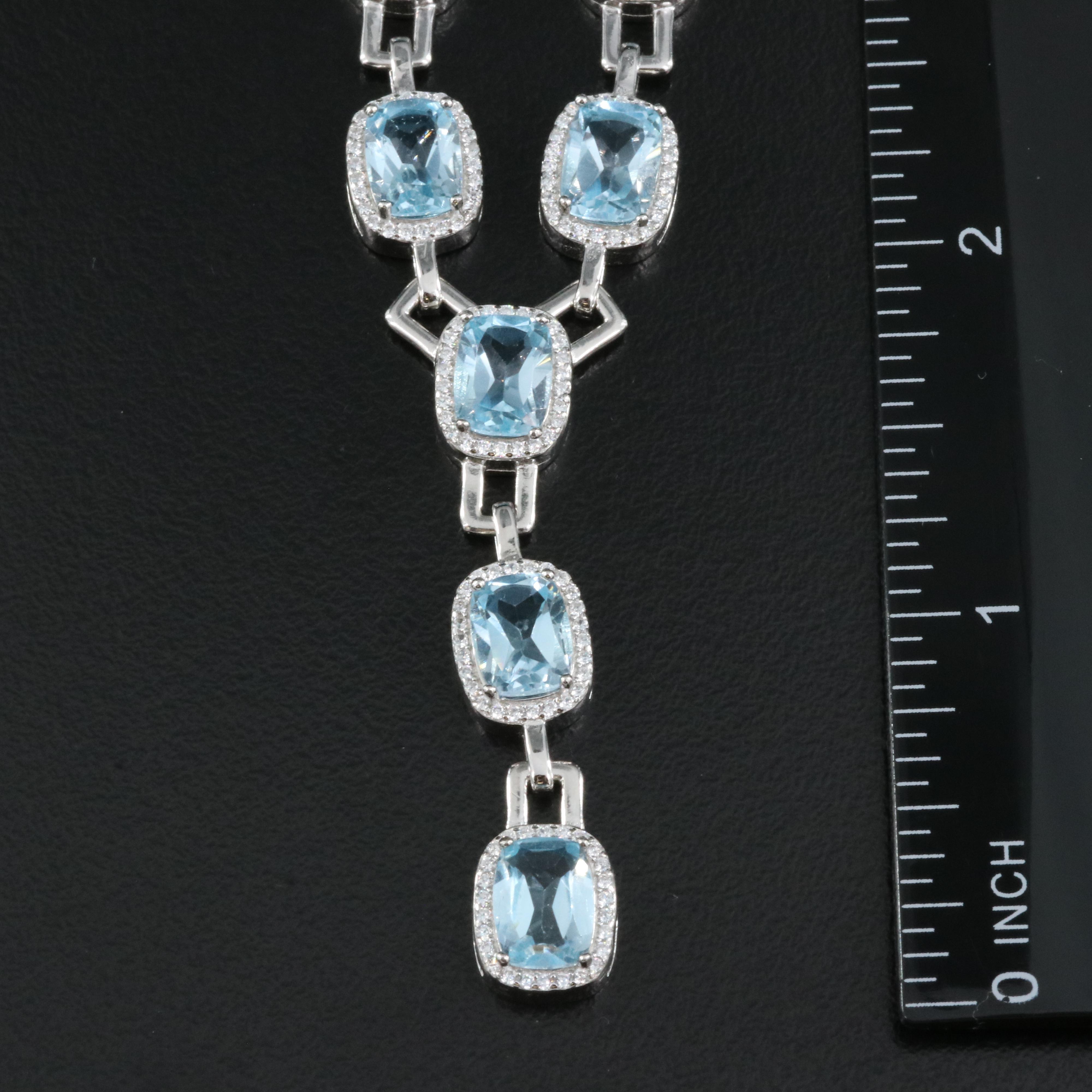 Sterling Topaz and Cubic Zirconia Y Necklace