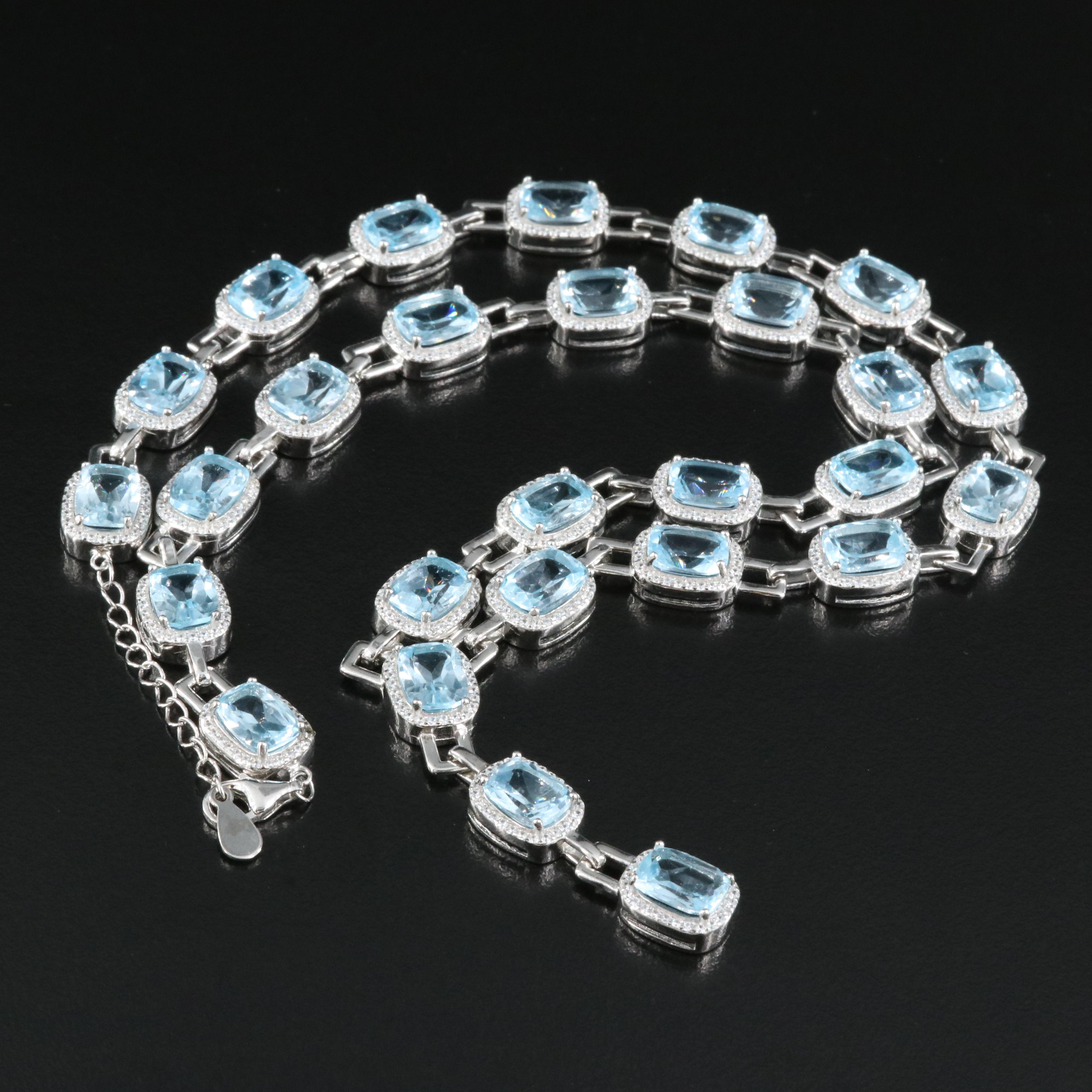 Sterling Topaz and Cubic Zirconia Y Necklace