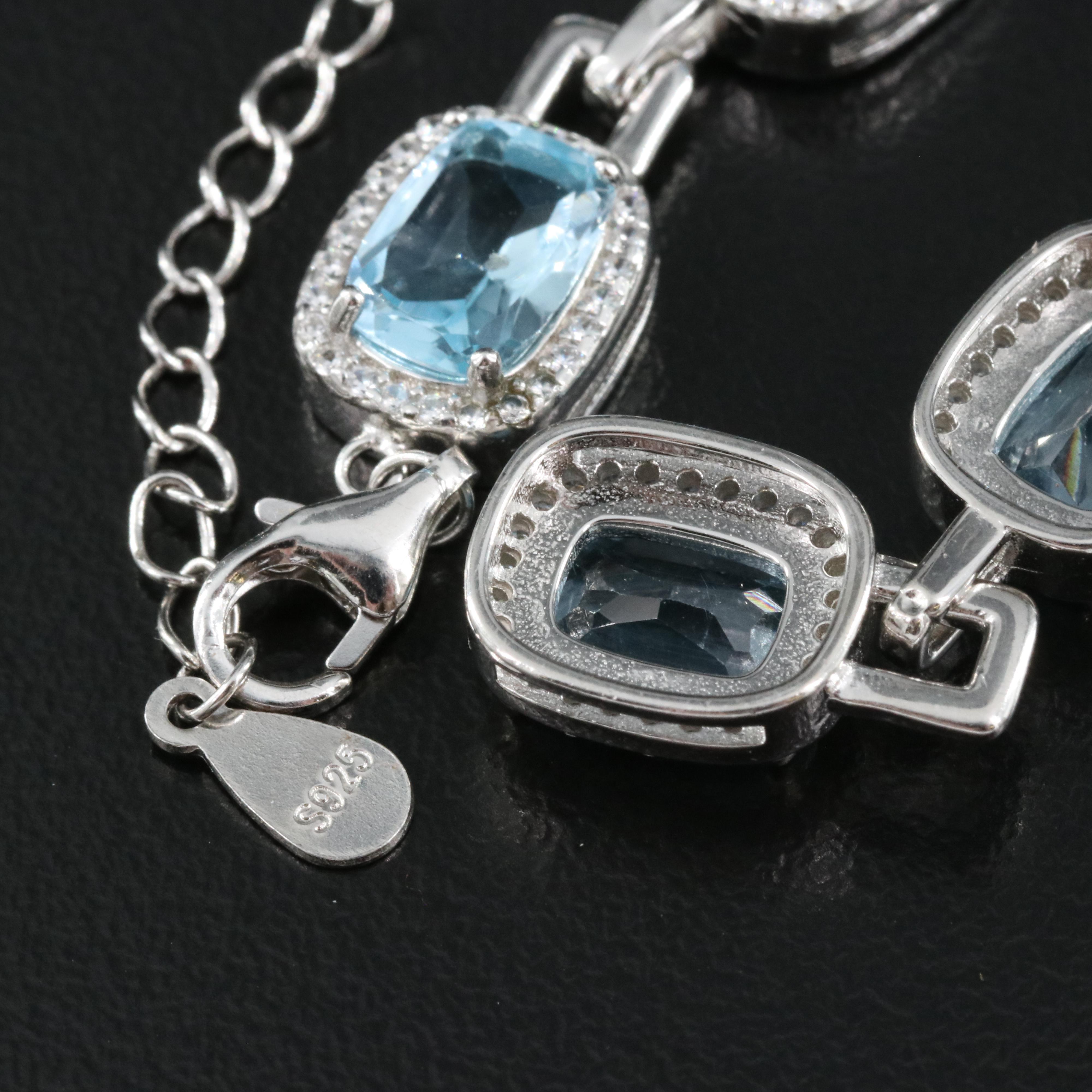 Sterling Topaz and Cubic Zirconia Y Necklace