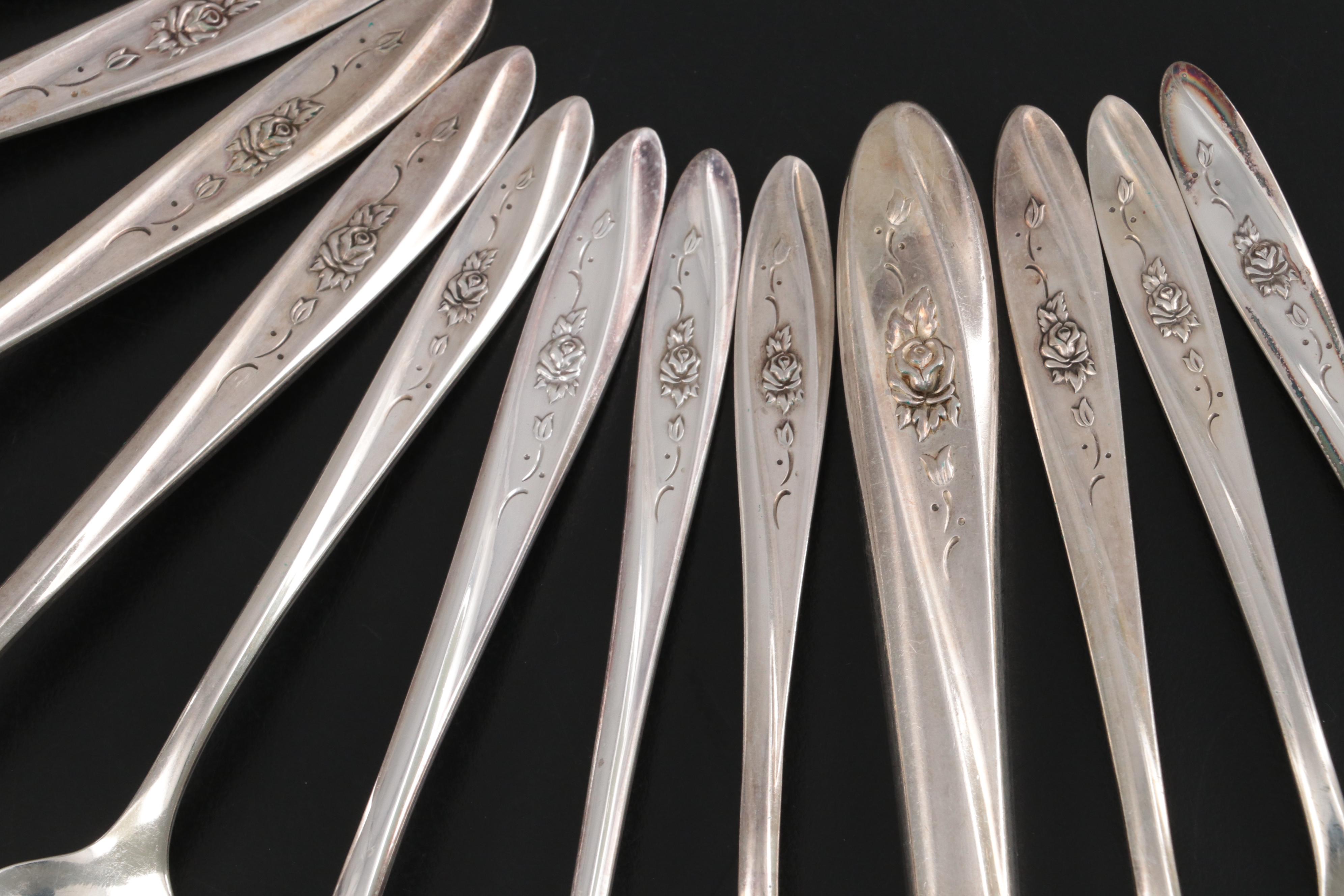 Wm Rogers and Other Silver Plate Flatware in Chest, Mid to Late 20th Century