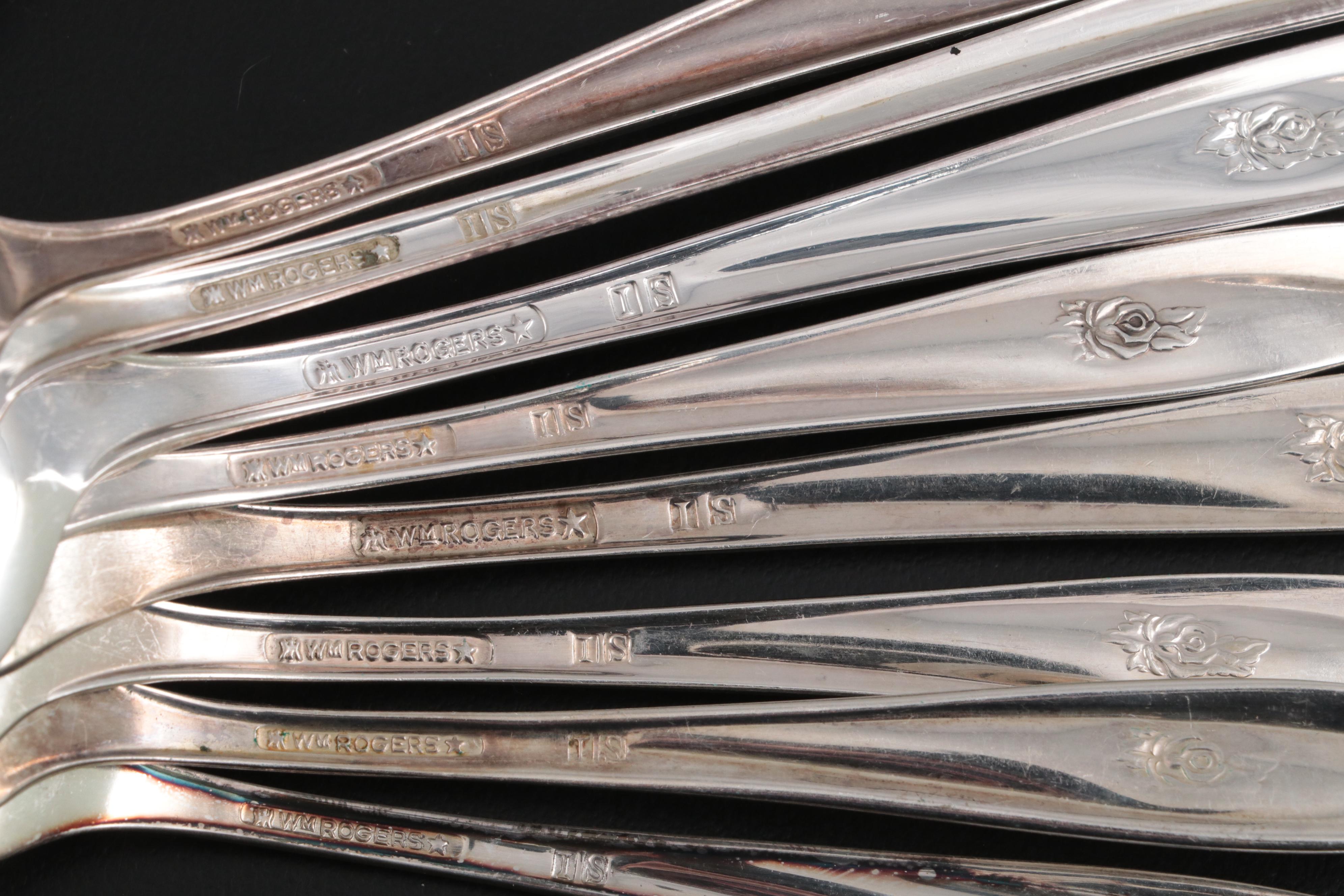 Wm Rogers and Other Silver Plate Flatware in Chest, Mid to Late 20th Century