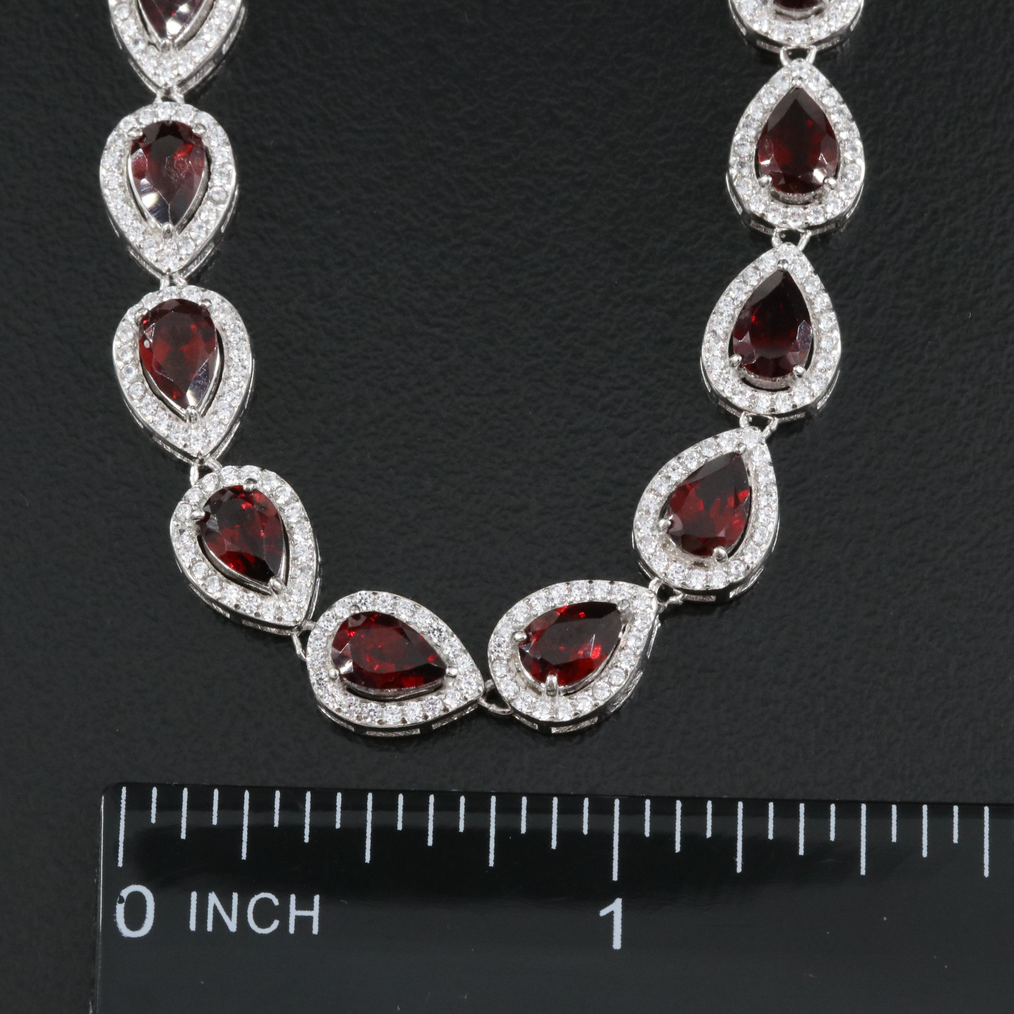 Sterling Garnet and Cubic Zirconia Necklace