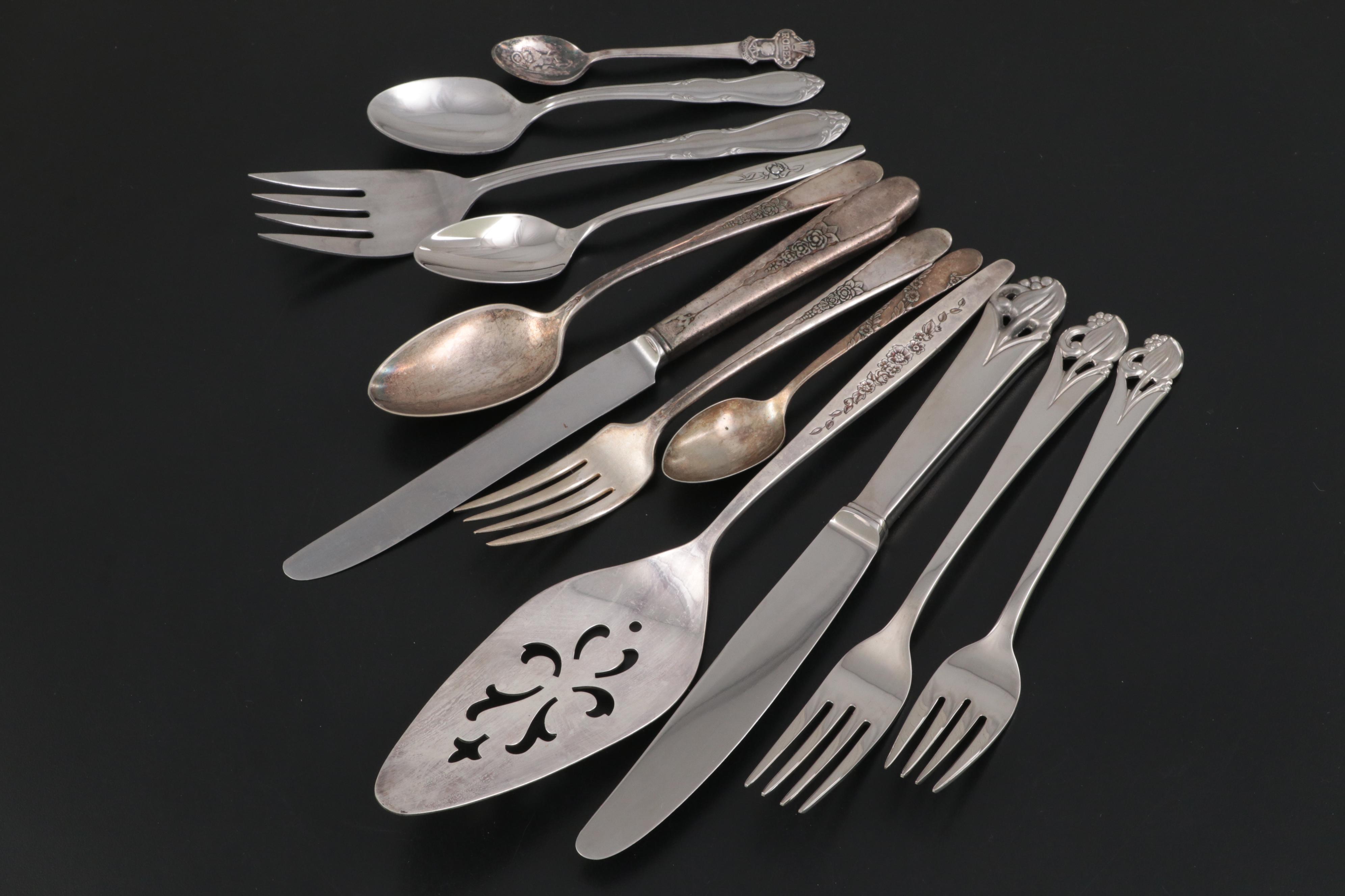 Wm Rogers and Other Silver Plate Flatware in Chest, Mid to Late 20th Century
