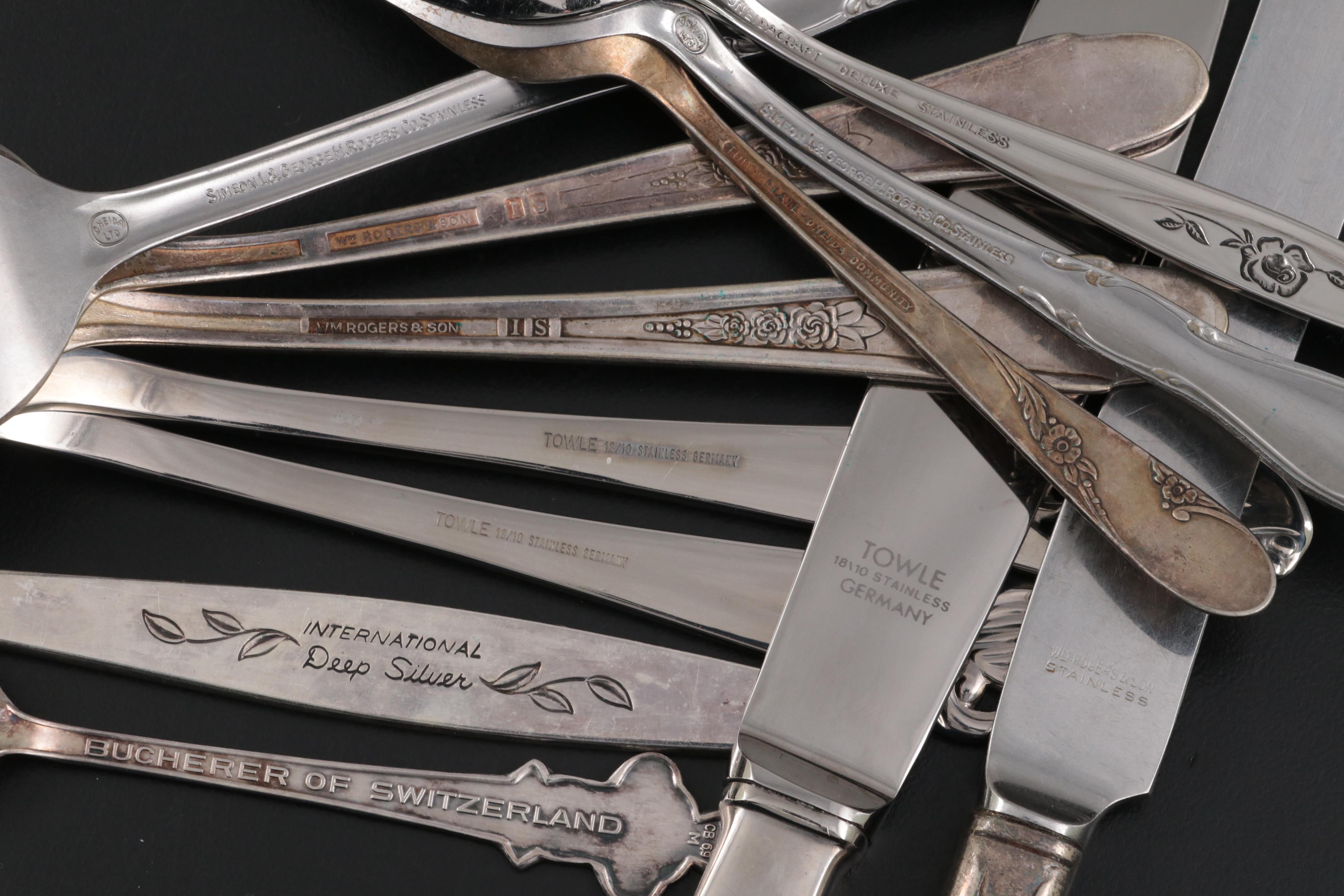 Wm Rogers and Other Silver Plate Flatware in Chest, Mid to Late 20th Century